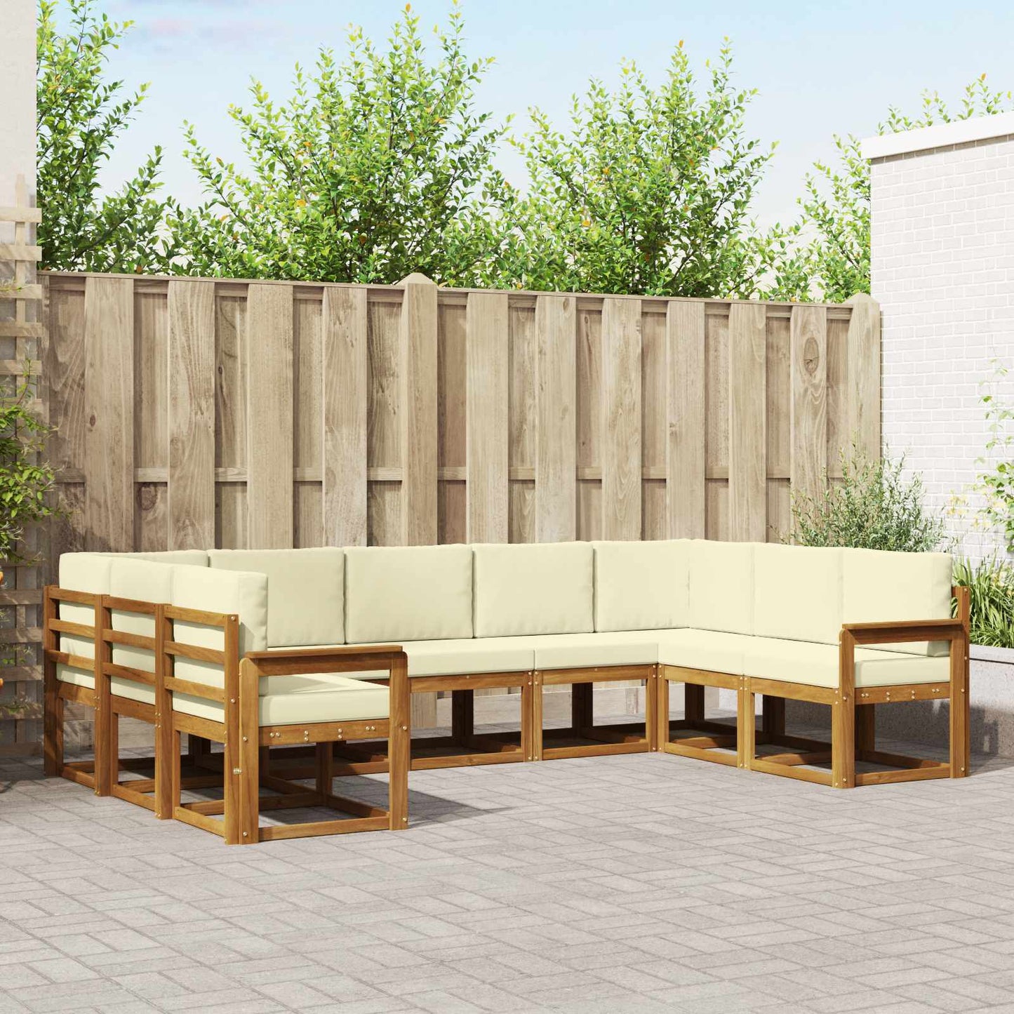 Outdoor-Sofagarnitur 9 stk. Natur und Creme