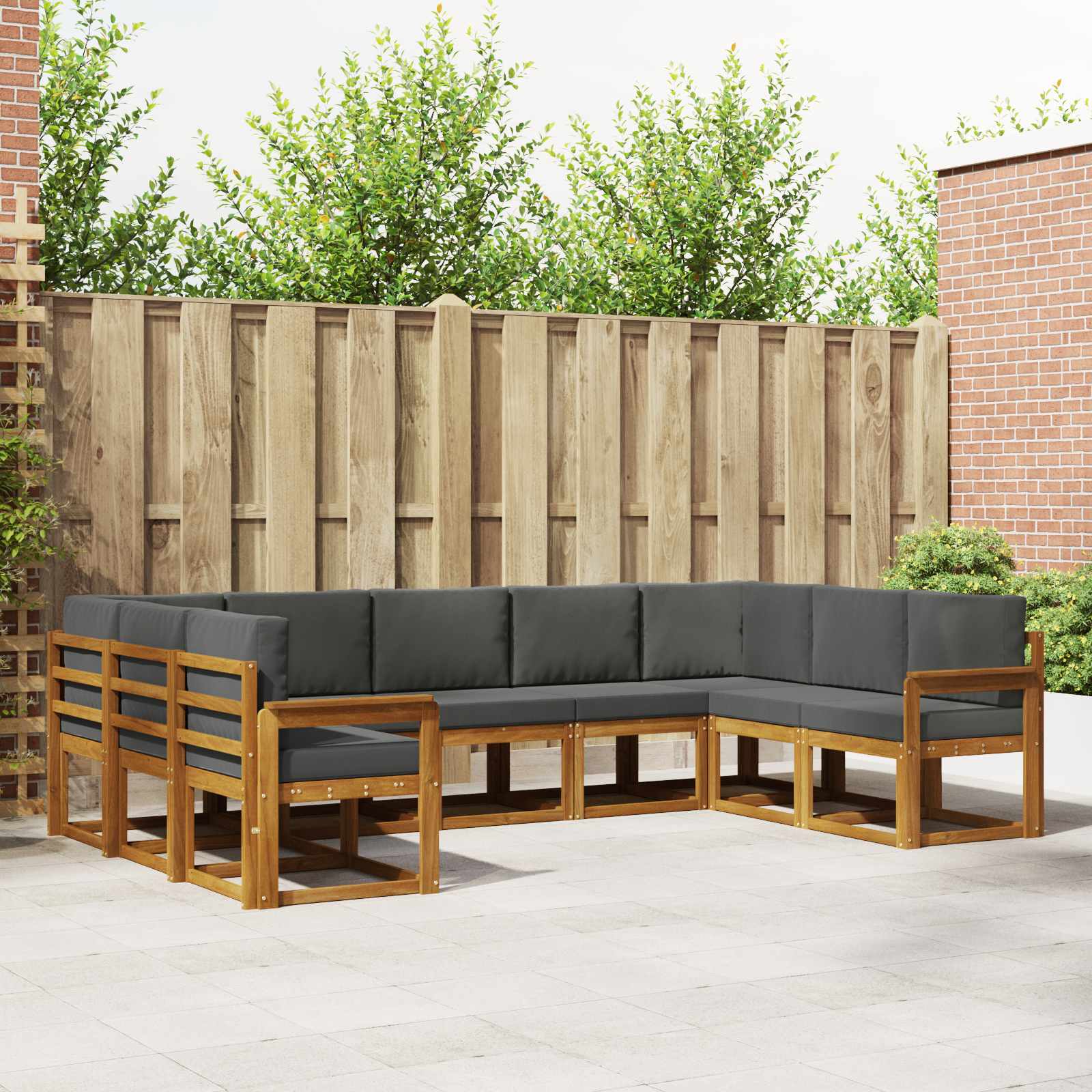 Outdoor-Sofagarnitur 9 stk. Natur und Anthrazit
