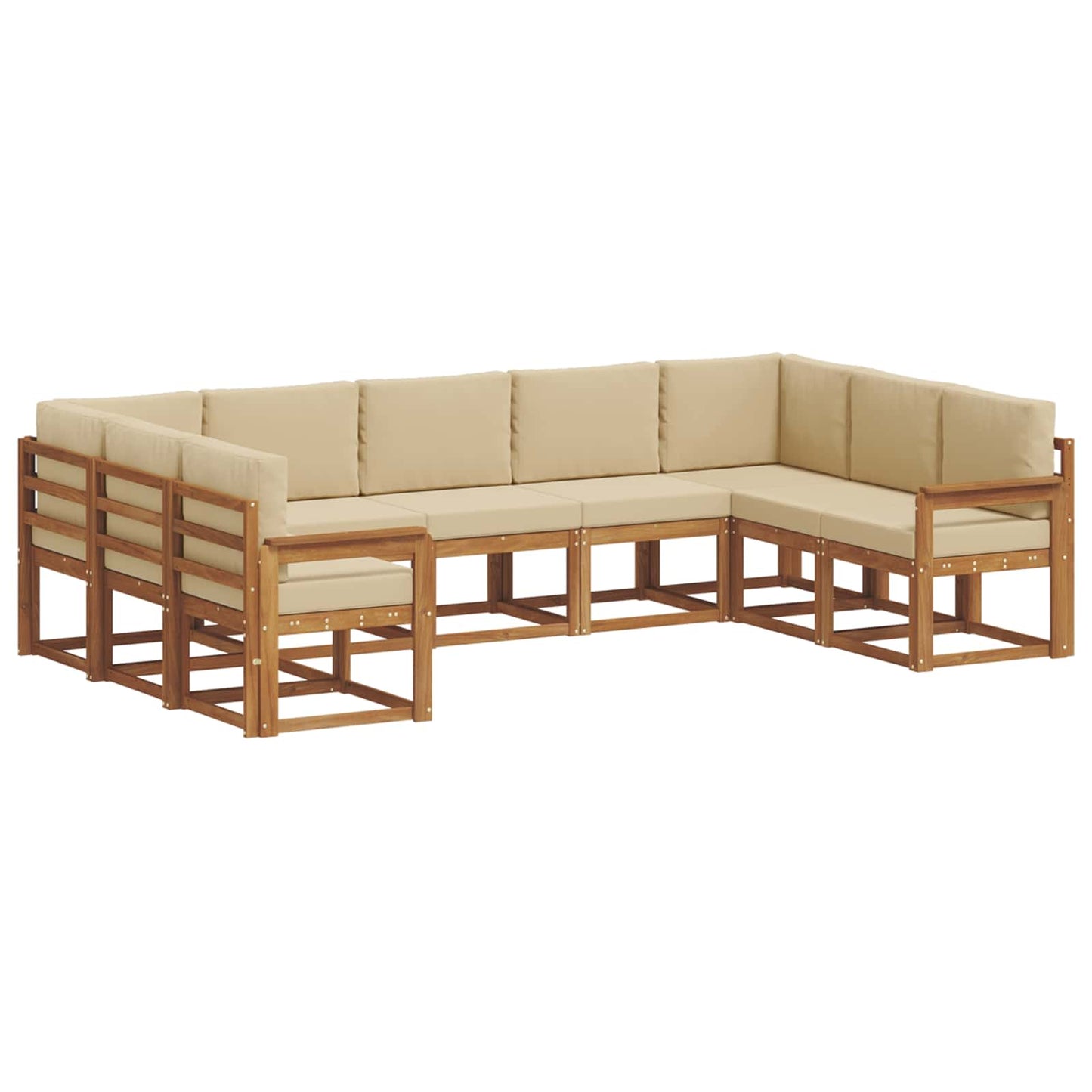 Outdoor-Sofagarnitur mit Kissen 9 pcs Natur und Beige