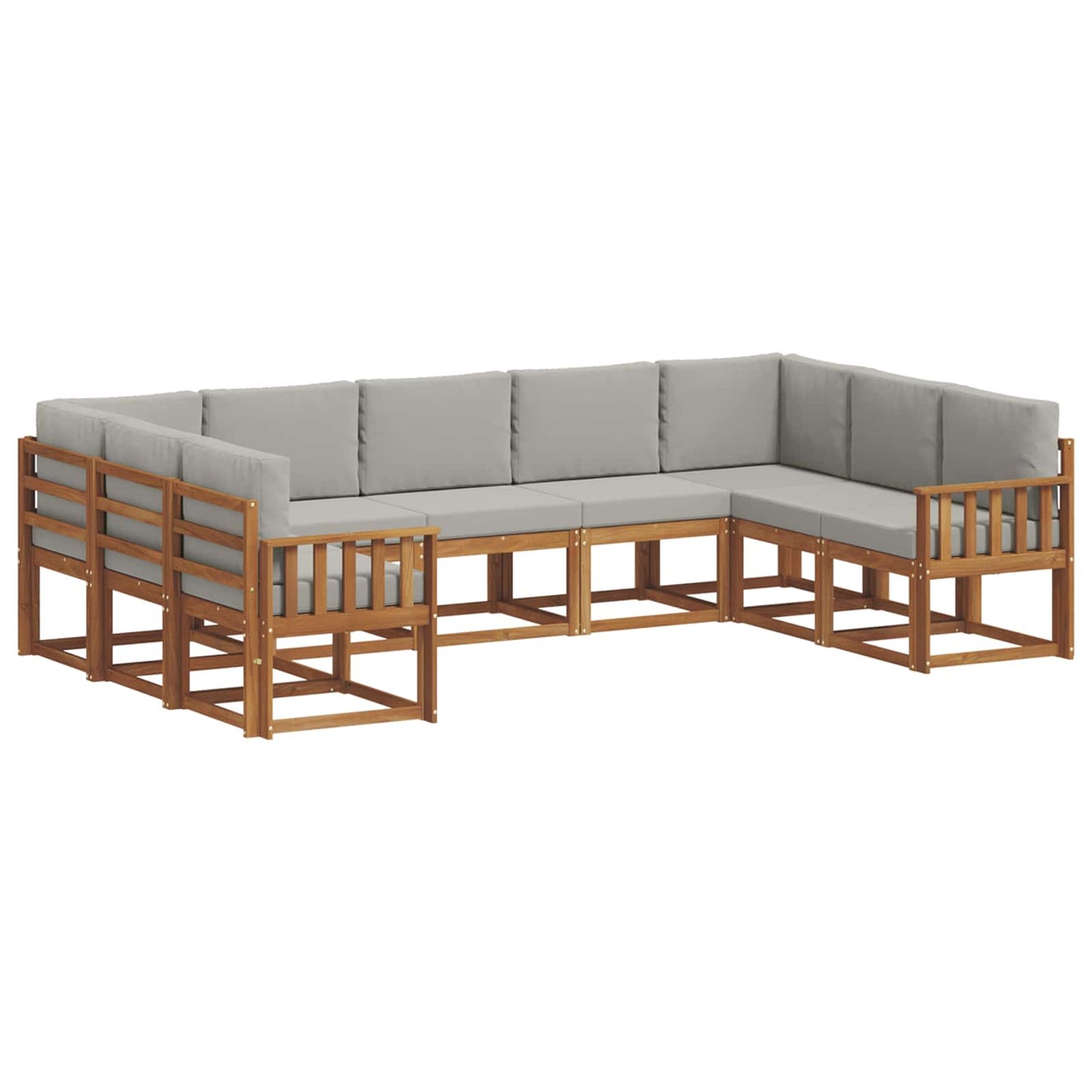 Outdoor-Sofagarnitur mit Kissen 9 pcs Natürlich und Hellgrau