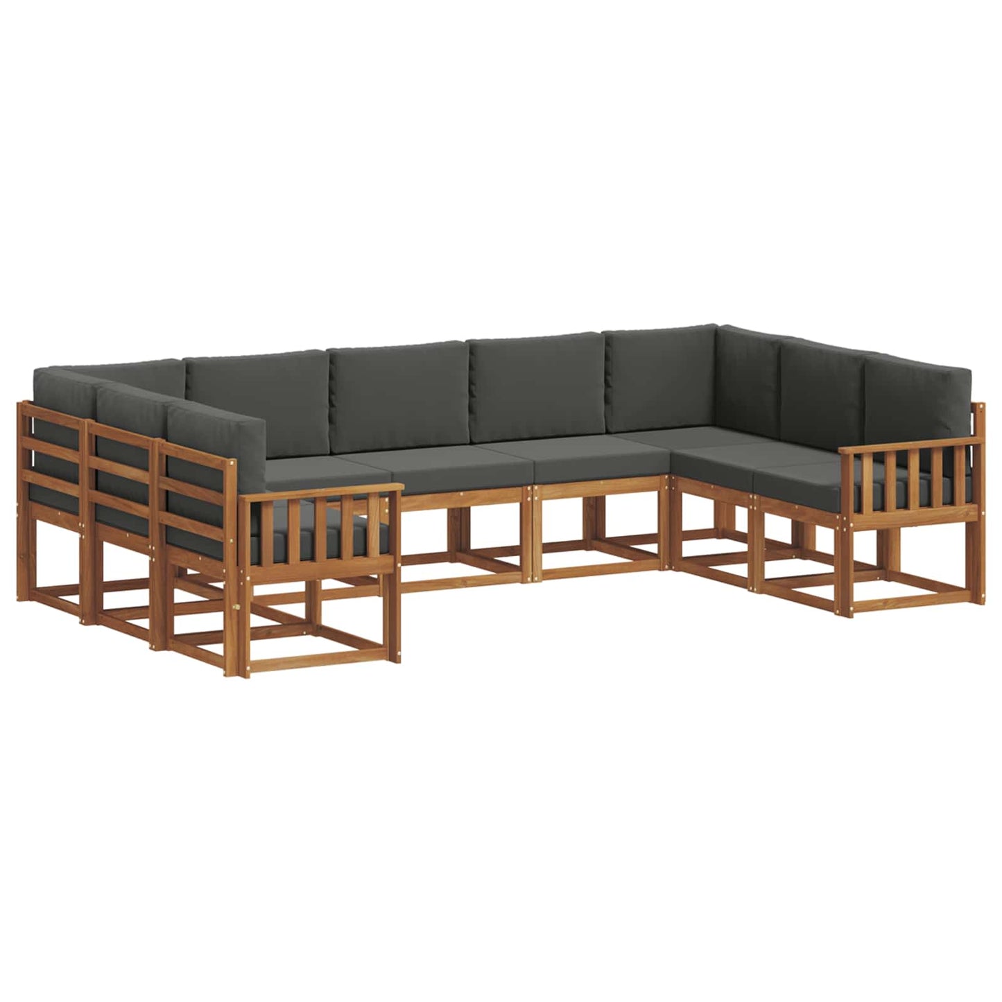 Outdoor-Sofagarnitur 9 stk. Natur und Anthrazit