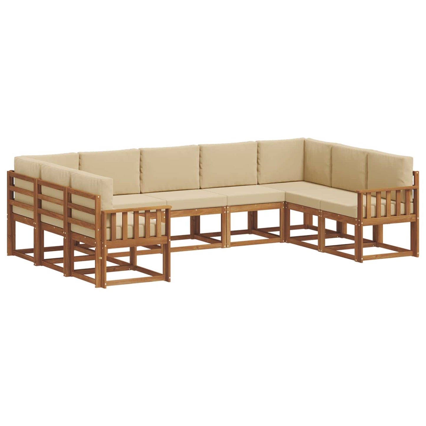 Outdoor-Sofagarnitur mit Kissen 9 pcs Natur und Beige
