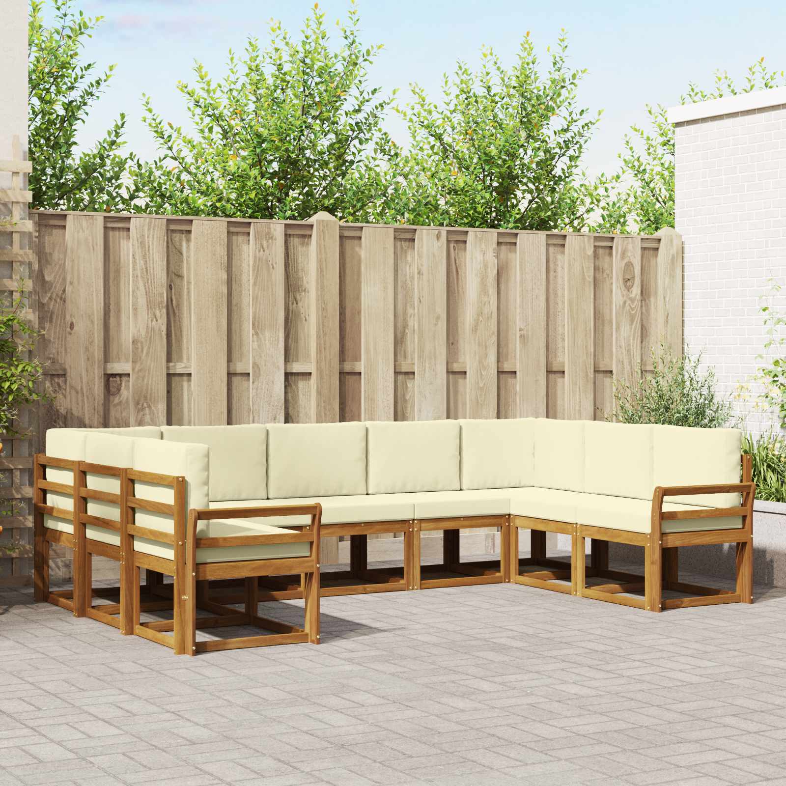 Outdoor-Sofagarnitur 9 stk. Natur und Creme