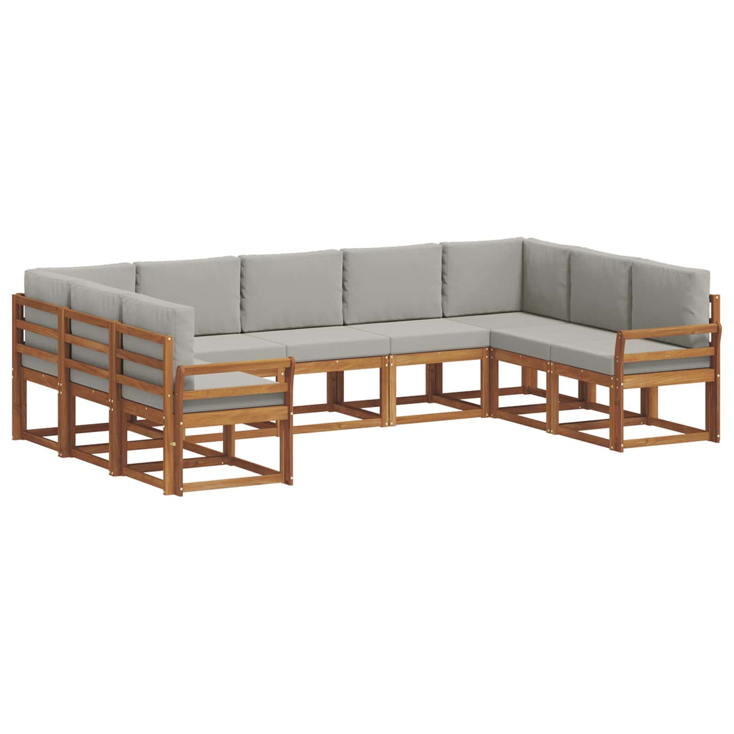 Outdoor-Sofagarnitur mit Kissen 9 pcs Natürlich und Hellgrau