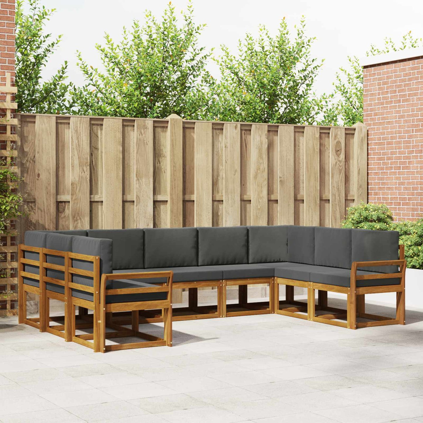 Outdoor-Sofagarnitur 9 stk. Natur und Anthrazit