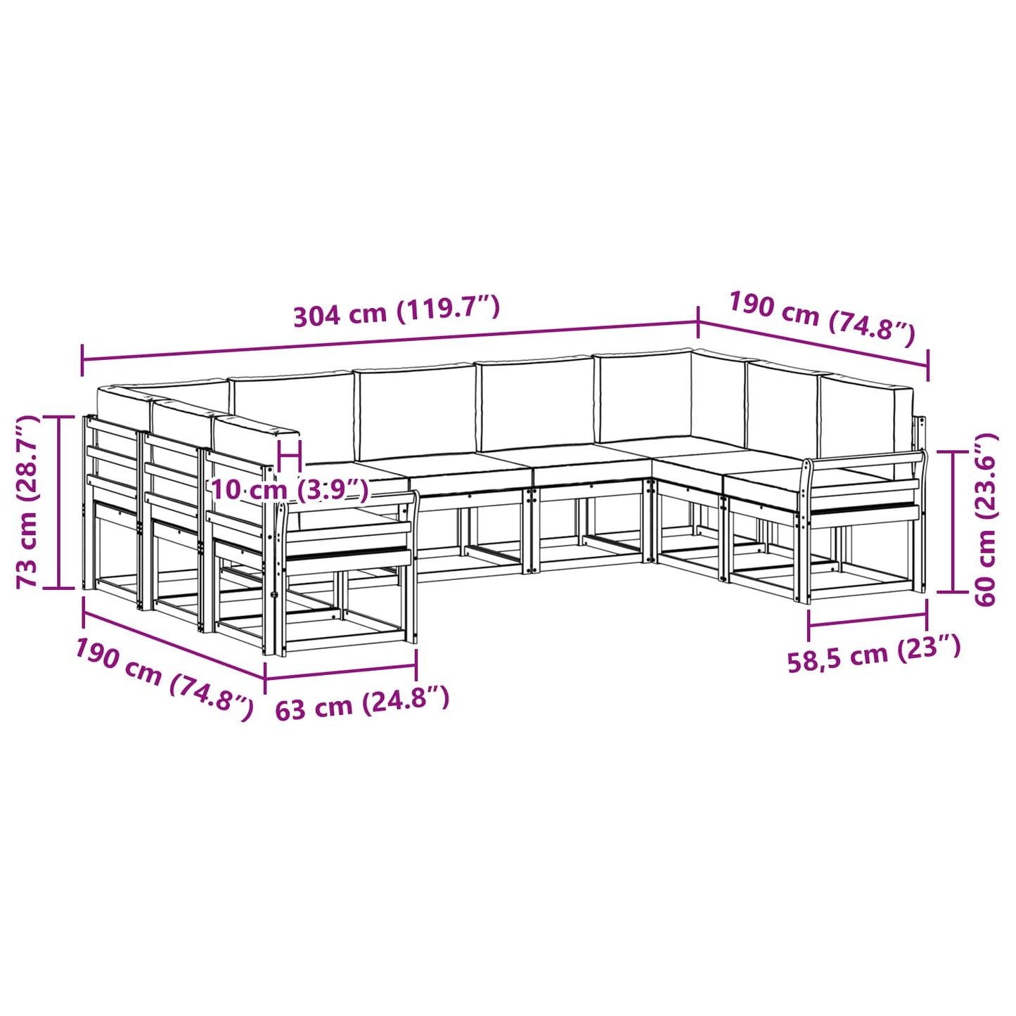Outdoor-Sofagarnitur 9 stk. Natur und Anthrazit