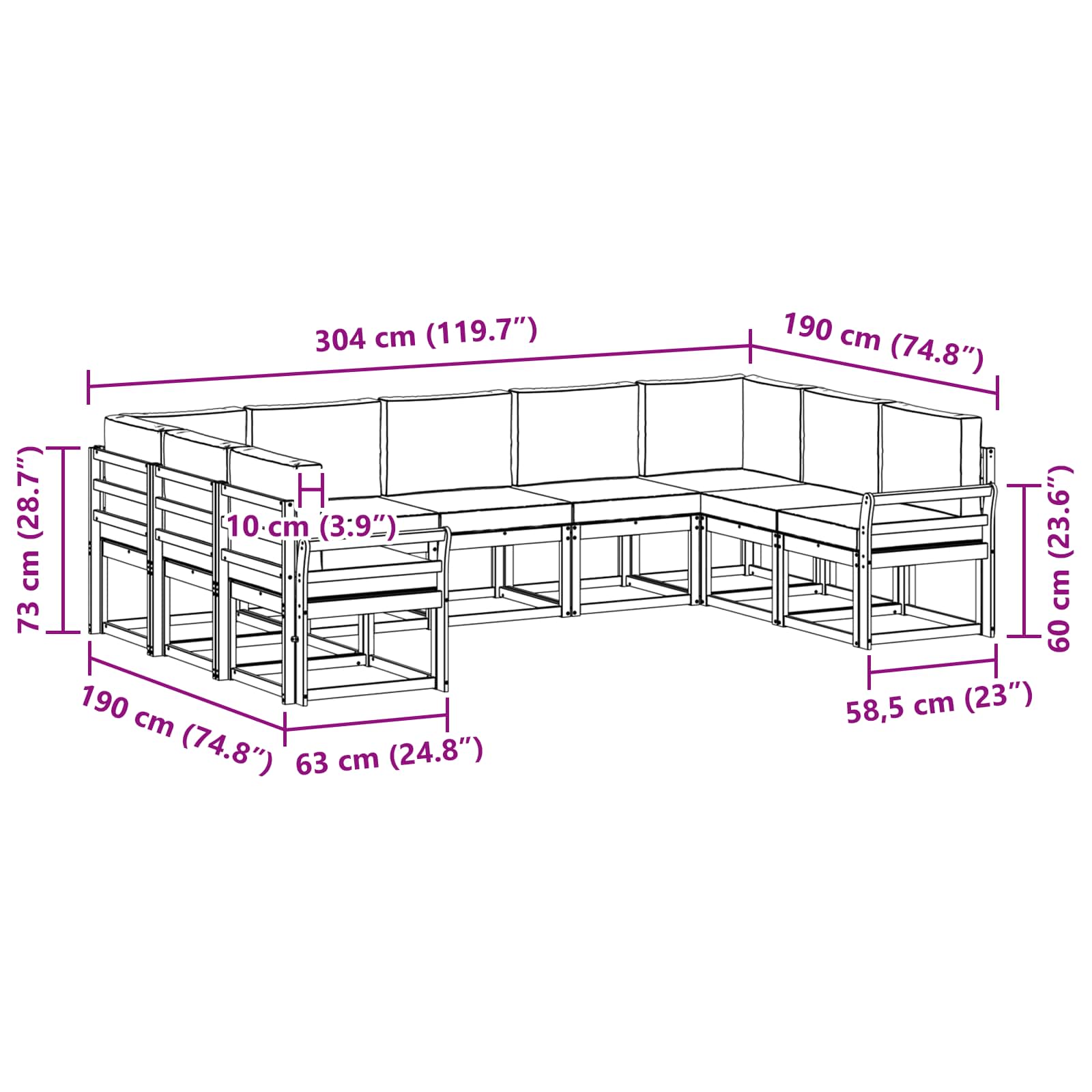 Outdoor-Sofagarnitur 9 stk. Natur und Anthrazit