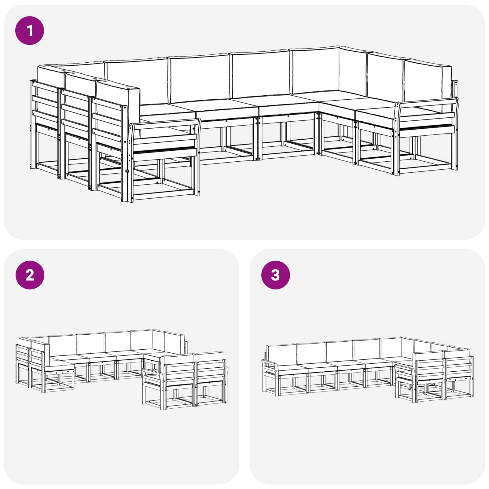 Outdoor-Sofagarnitur 9 stk. Natur und Anthrazit