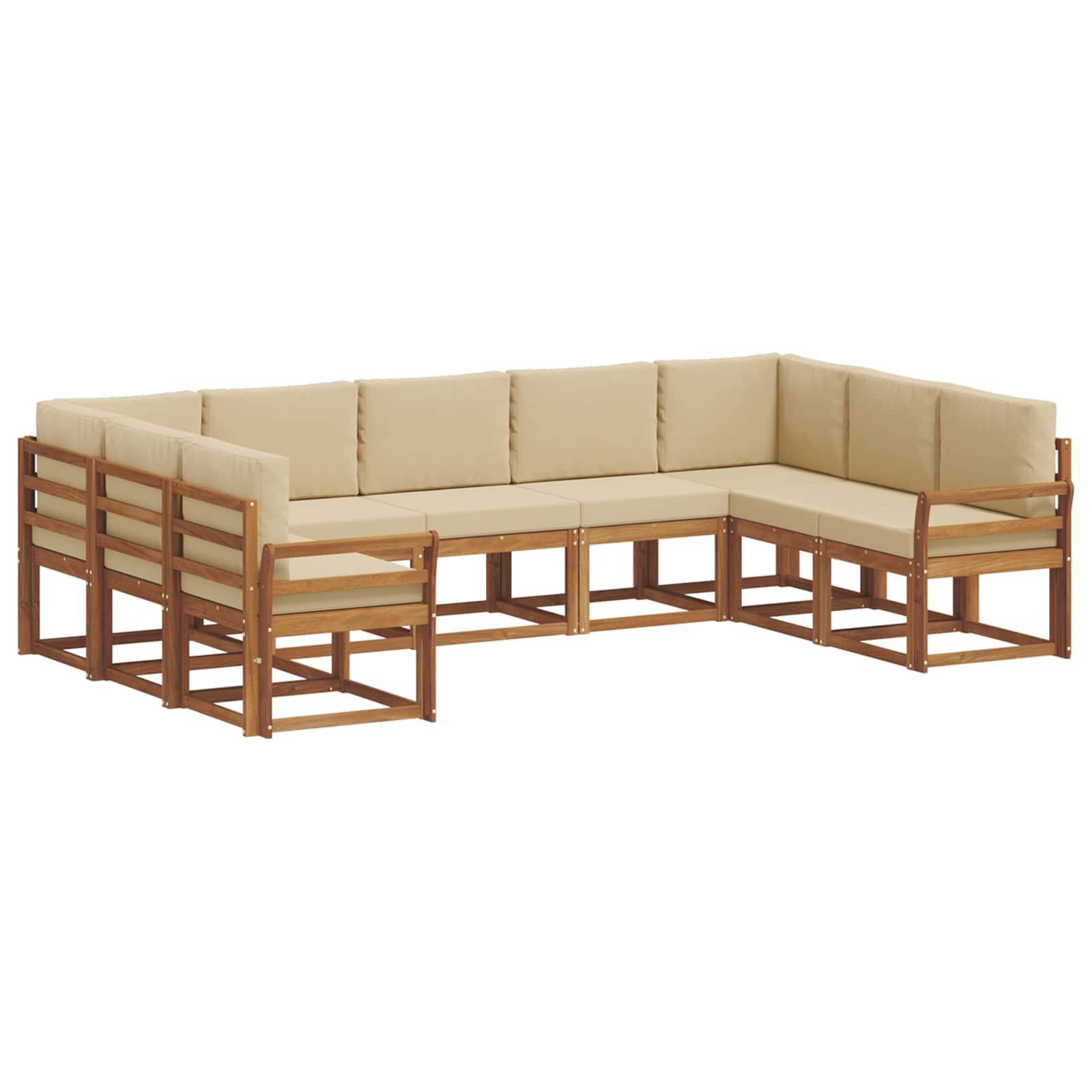 Outdoor-Sofagarnitur mit Kissen 9 pcs Natur und Beige