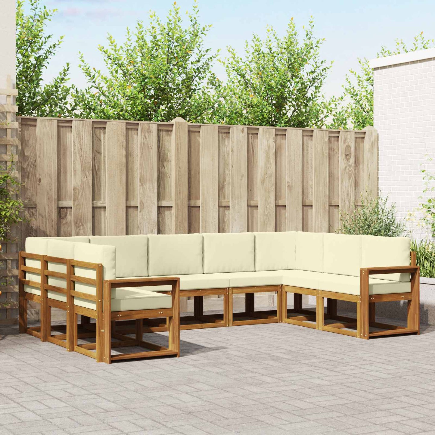 Outdoor-Sofagarnitur 9 stk. Natur und Creme