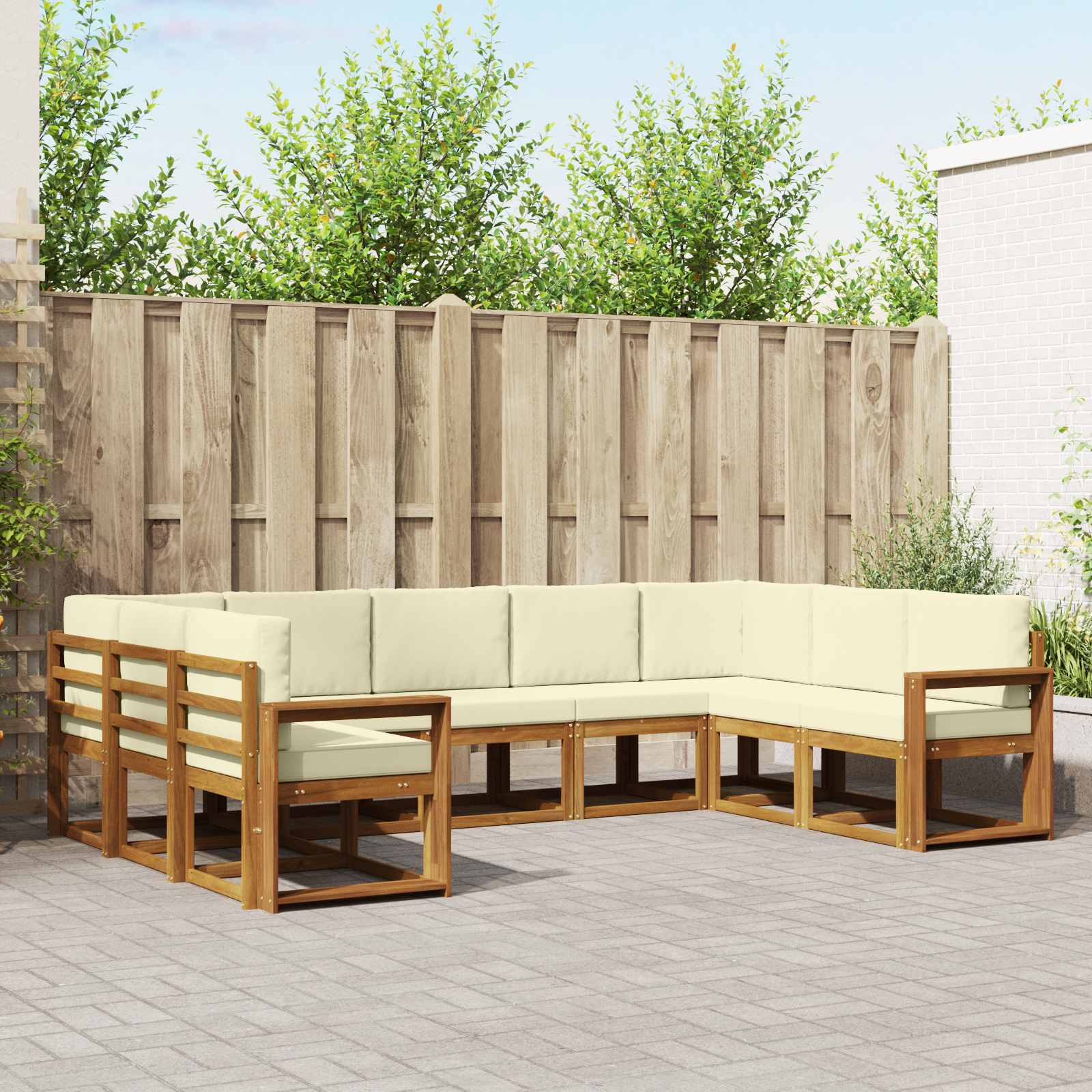 Outdoor-Sofagarnitur 9 stk. Natur und Creme