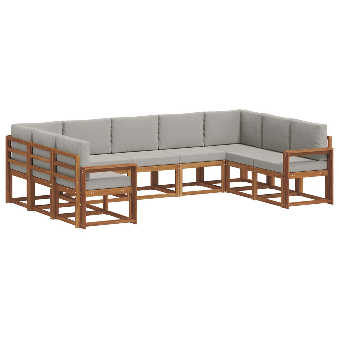 Outdoor-Sofagarnitur mit Kissen 9 pcs Natürlich und Hellgrau