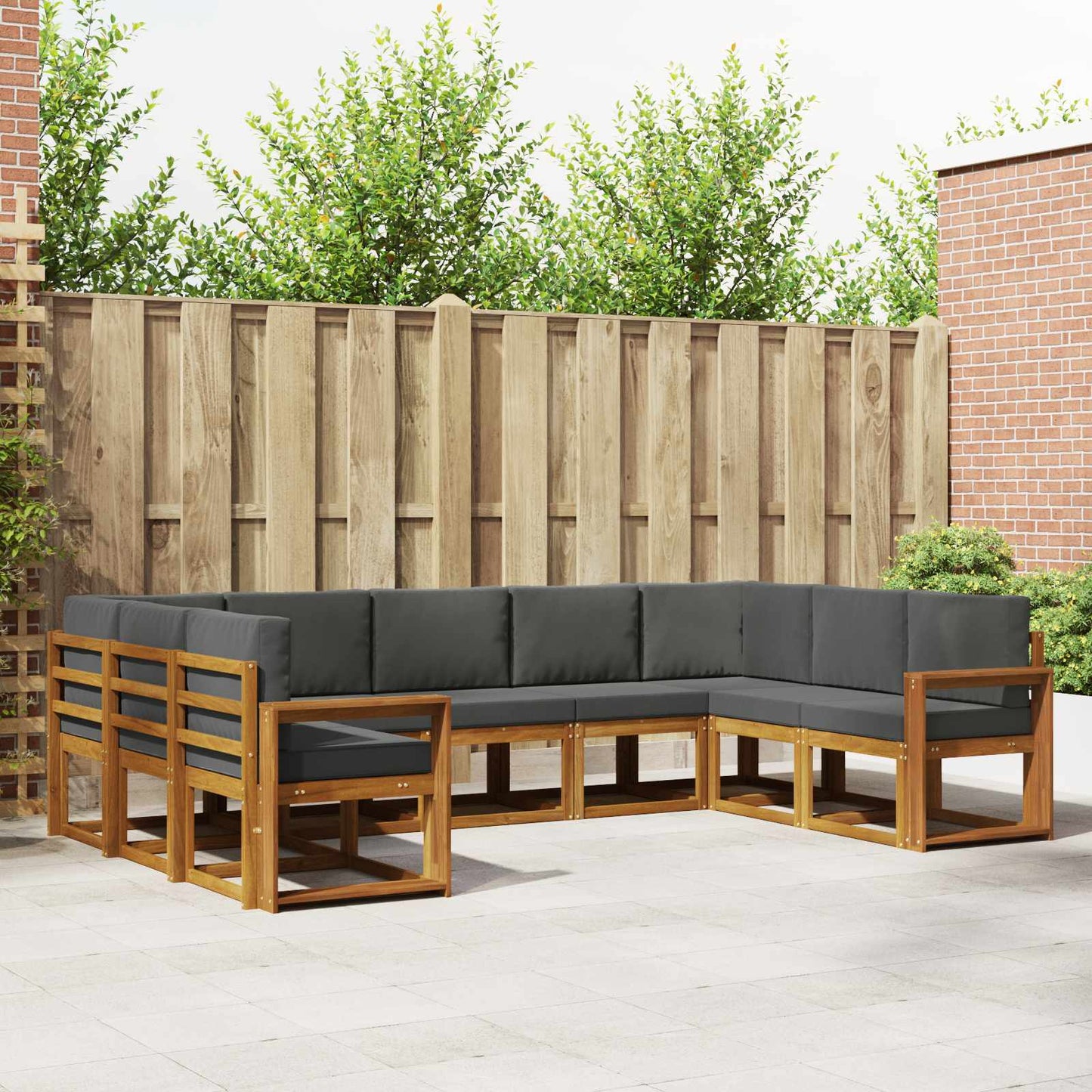 Outdoor-Sofagarnitur 9 stk. Natur und Anthrazit