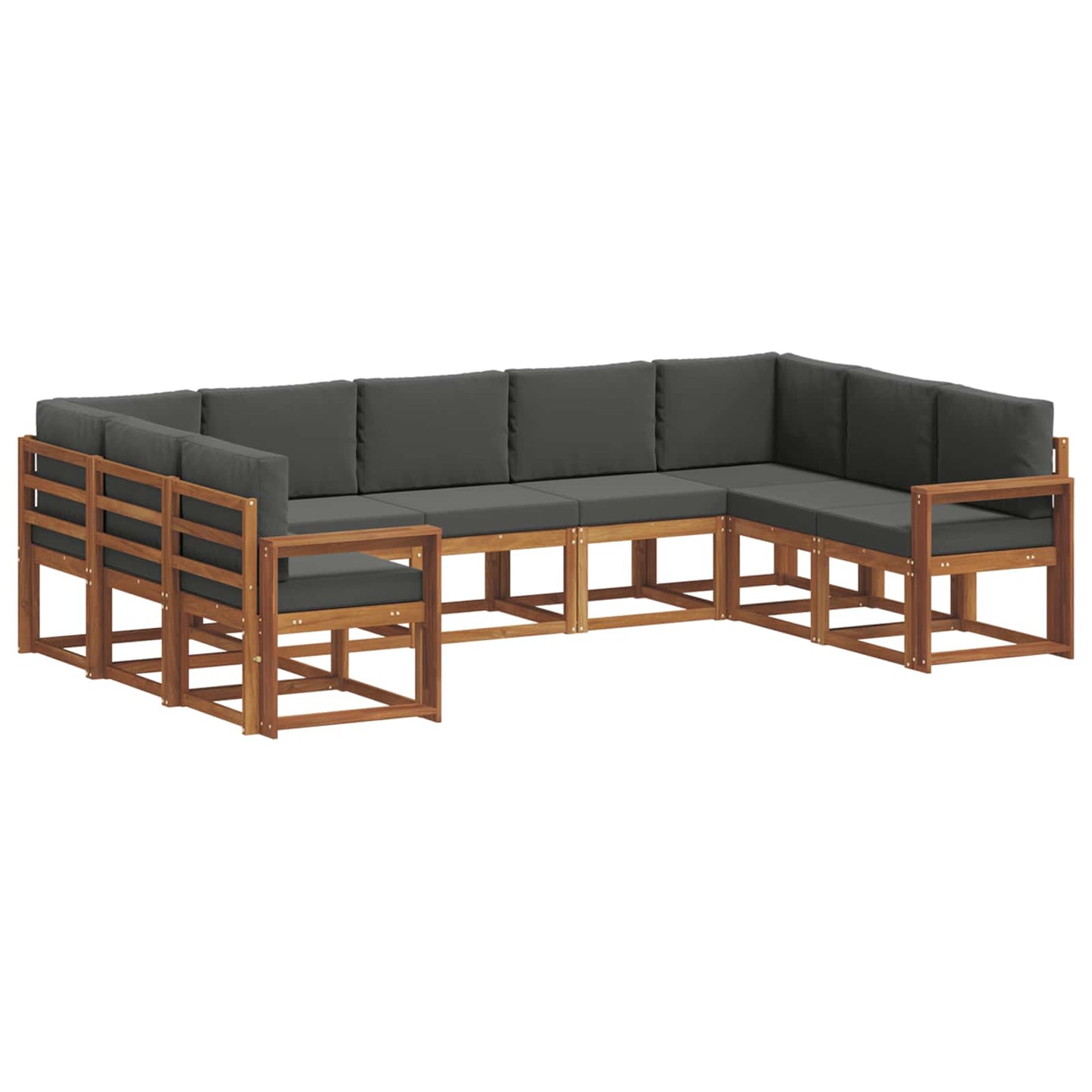Outdoor-Sofagarnitur 9 stk. Natur und Anthrazit