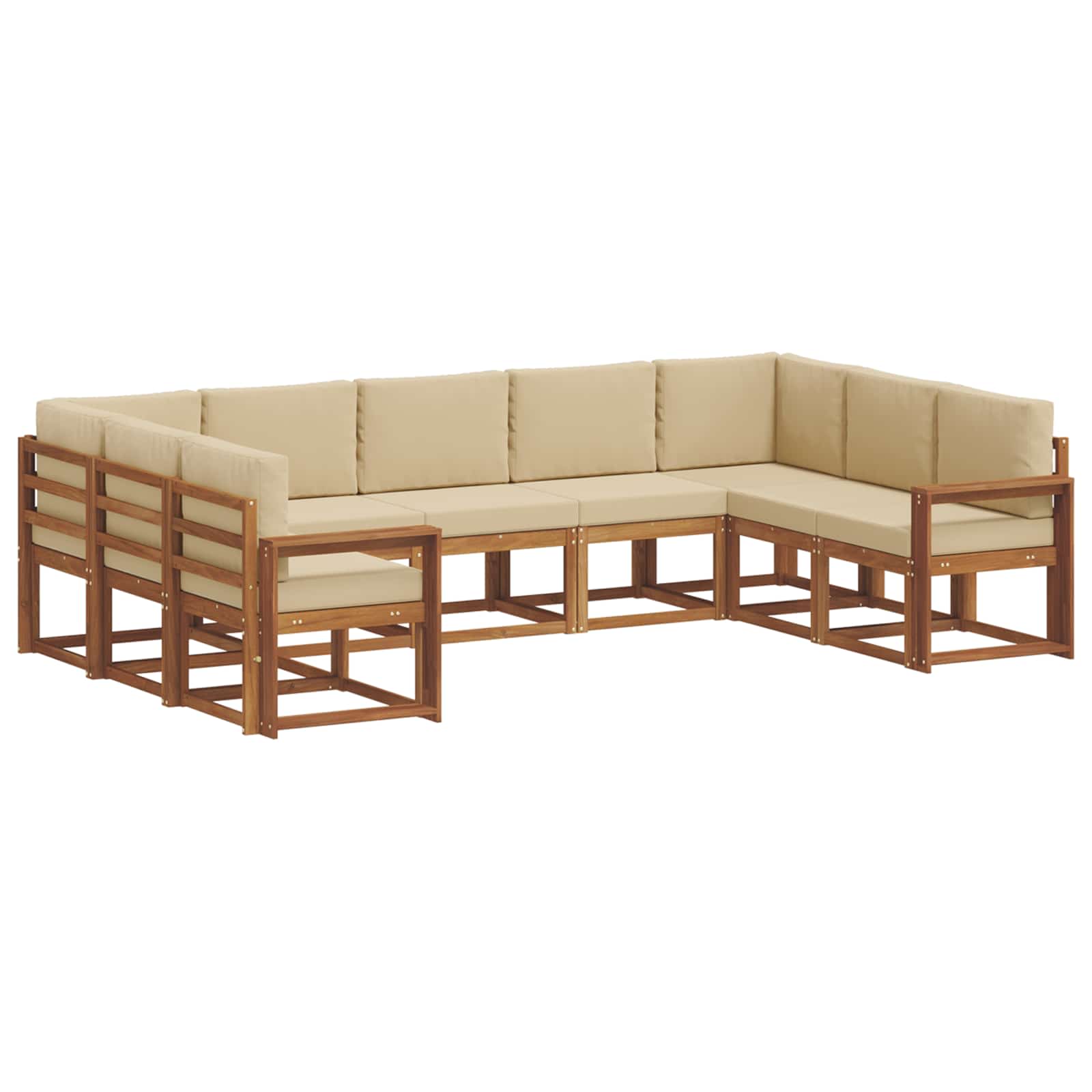 Outdoor-Sofagarnitur mit Kissen 9 pcs Natur und Beige