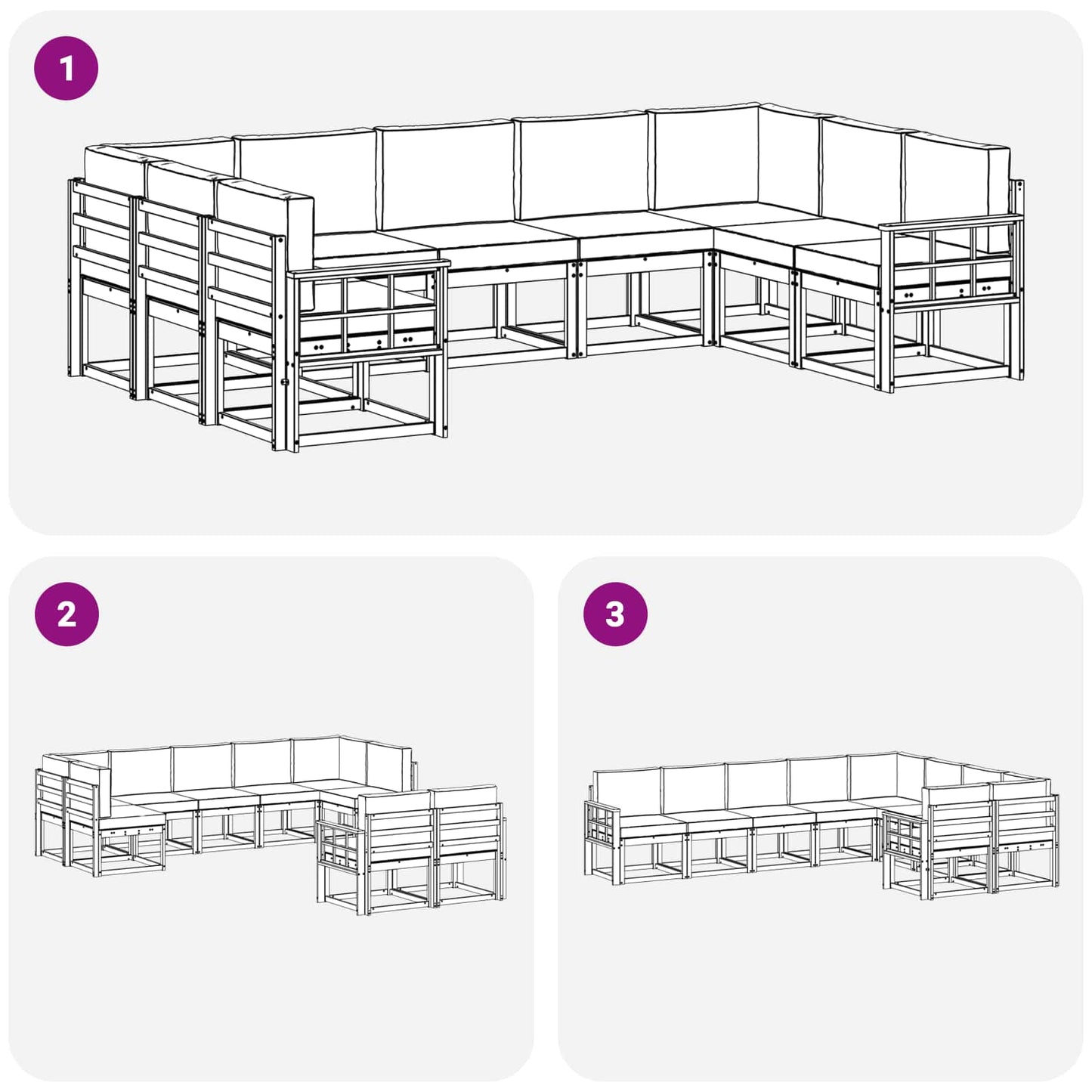 Outdoor-Sofagarnitur 9 stk. Natur und Creme