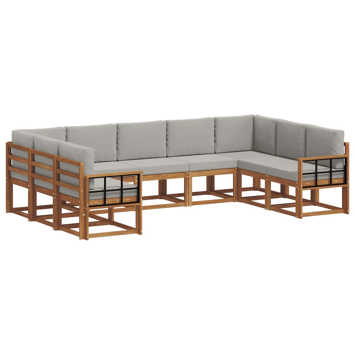 Outdoor-Sofagarnitur mit Kissen 9 pcs Natürlich und Hellgrau