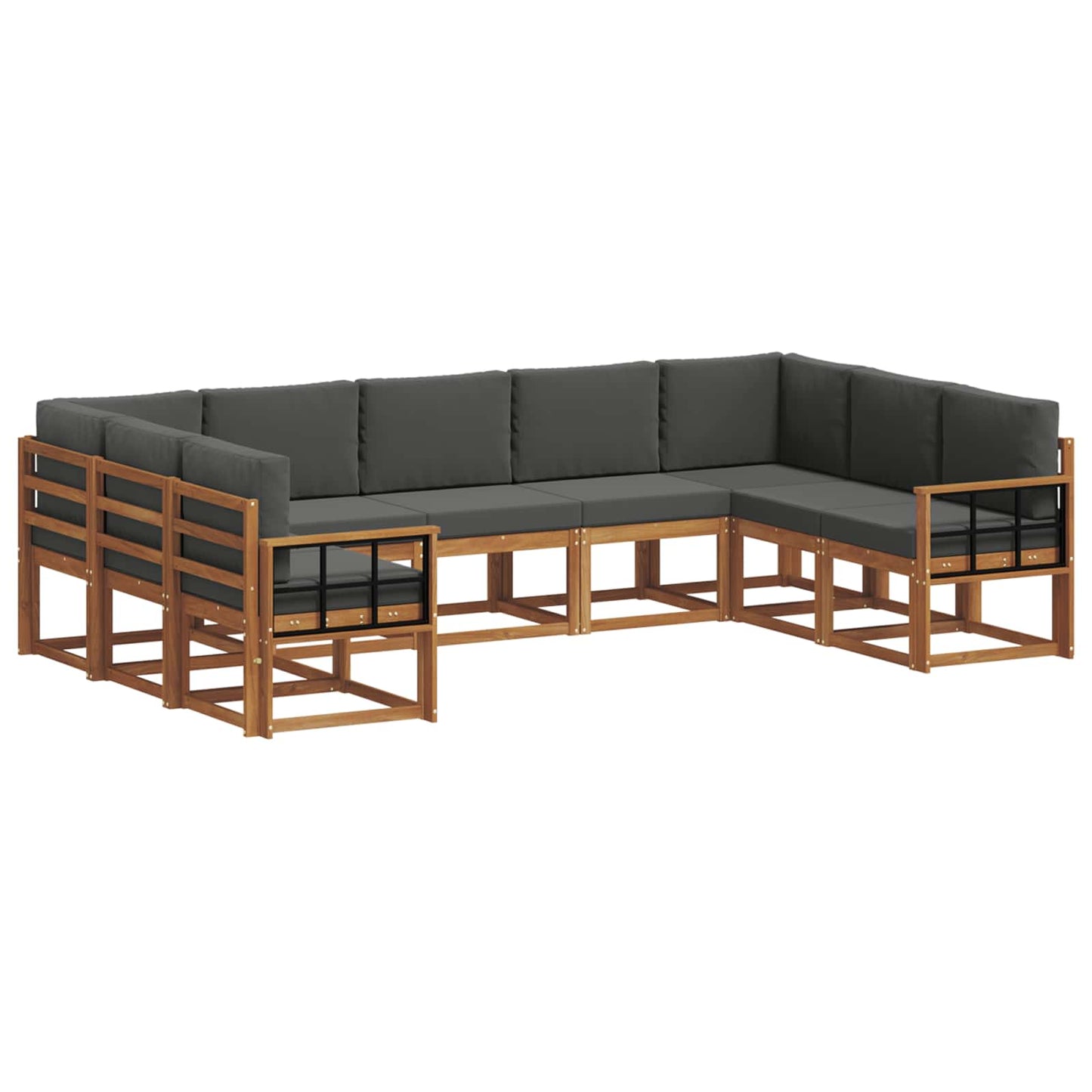 Outdoor-Sofagarnitur 9 stk. Natur und Anthrazit