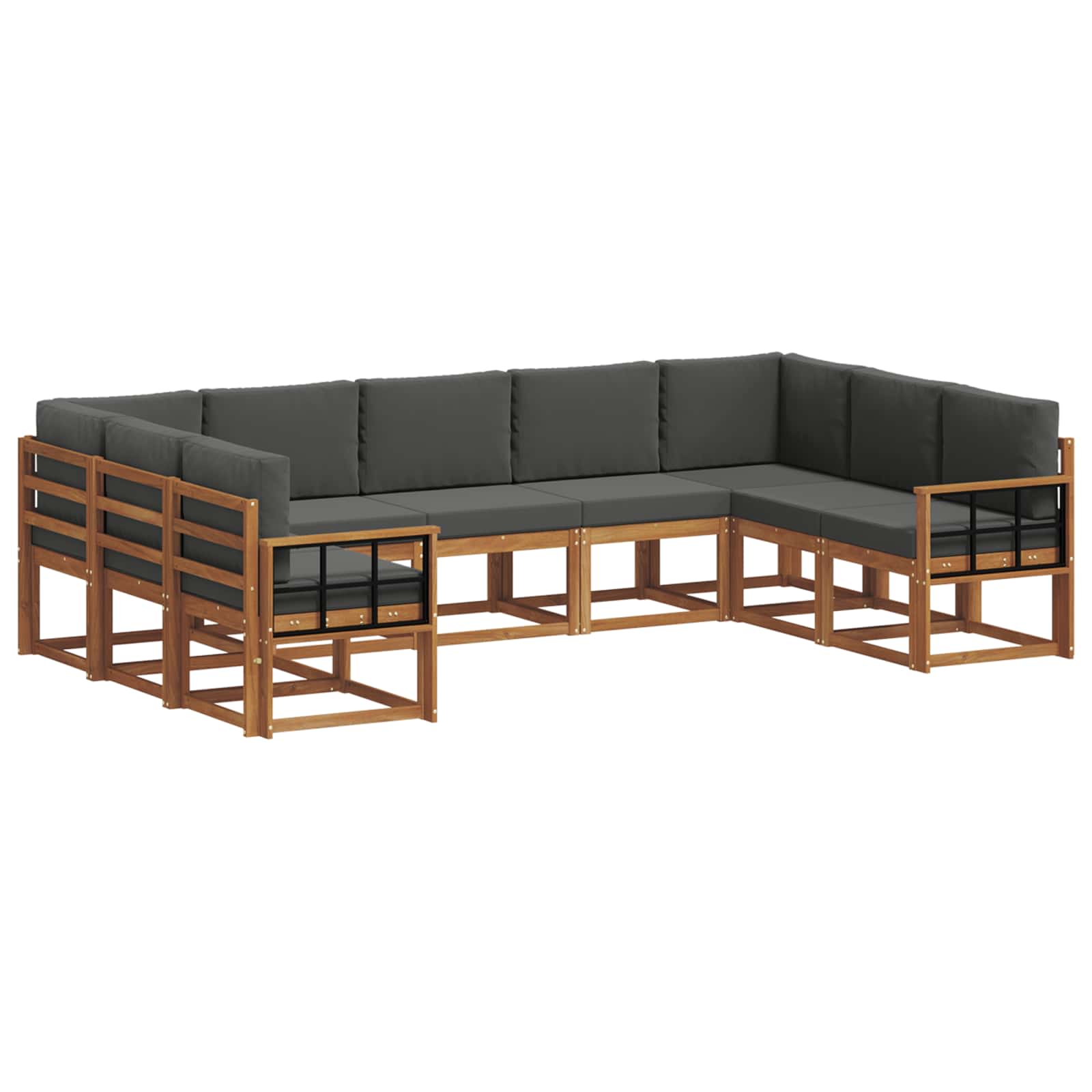 Outdoor-Sofagarnitur 9 stk. Natur und Anthrazit