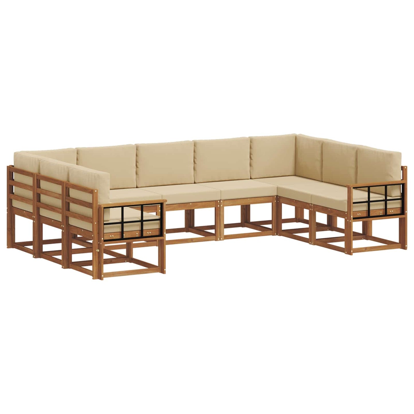 Outdoor-Sofagarnitur mit Kissen 9 pcs Natur und Beige