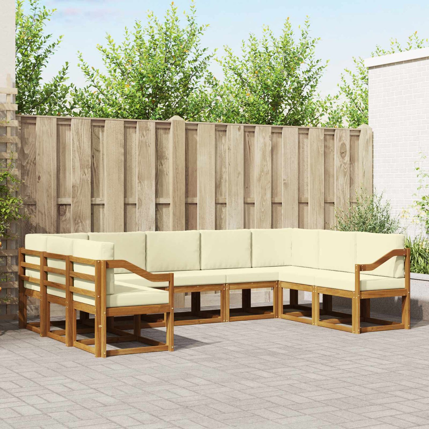 Outdoor-Sofagarnitur 9 stk. Natur und Creme