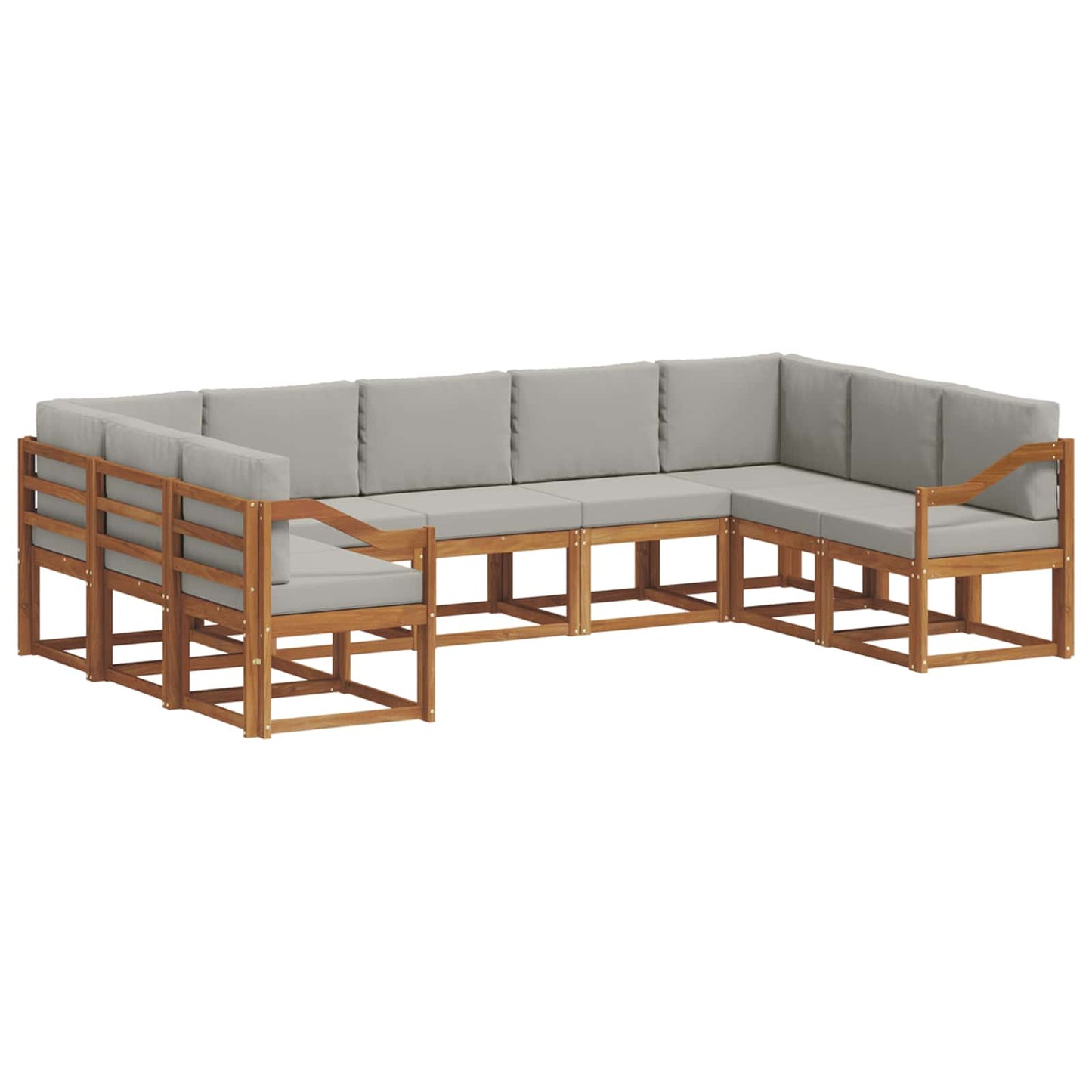 Outdoor-Sofagarnitur mit Kissen 9 pcs Natürlich und Hellgrau