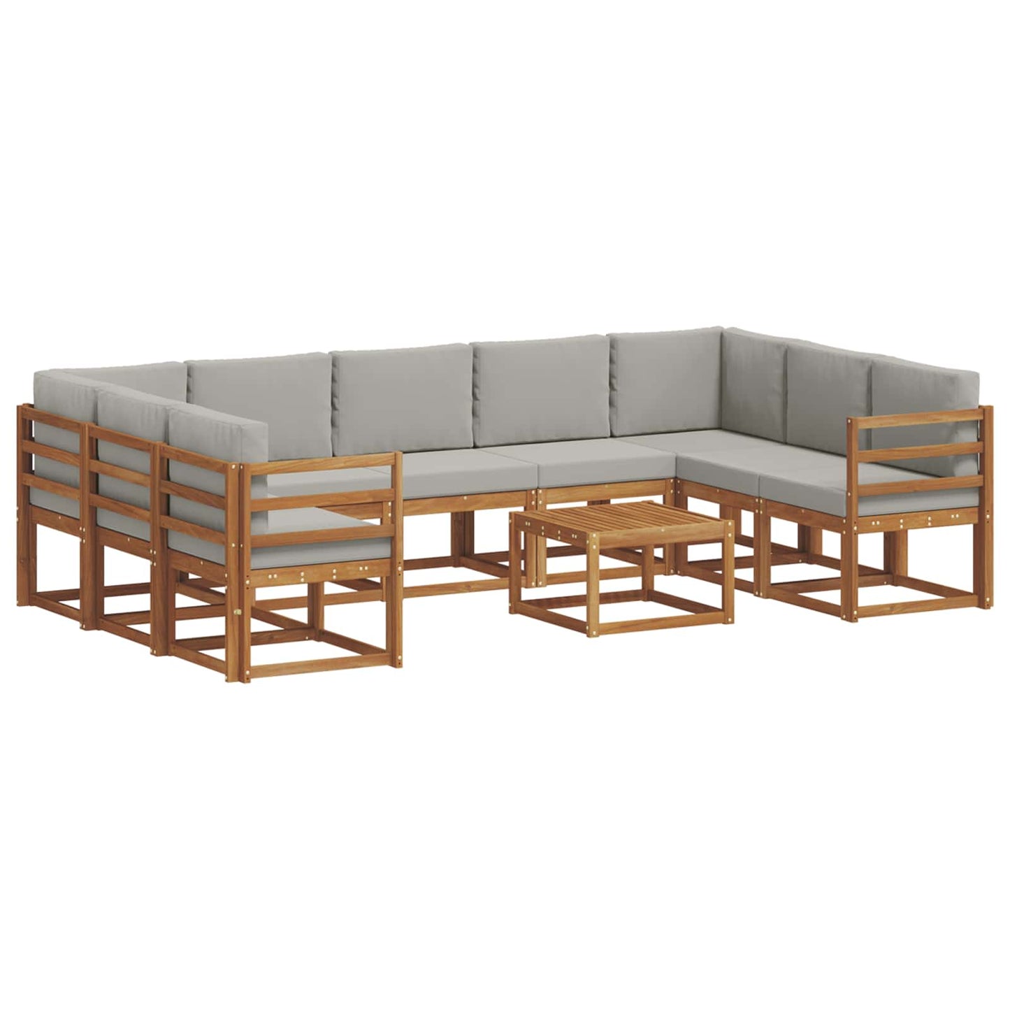Outdoor-Sofagarnitur mit Kissen 10 pcs Natürlich und Hellgrau