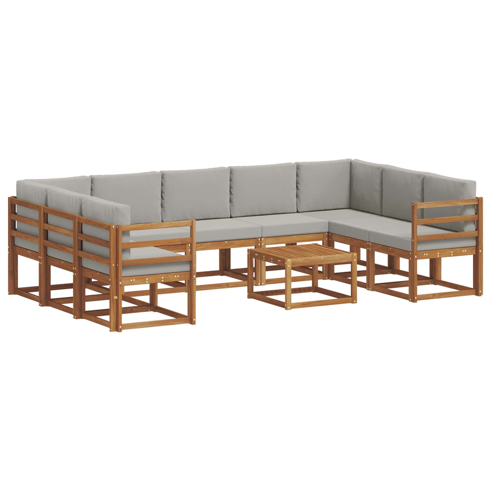 Outdoor-Sofagarnitur mit Kissen 10 pcs Natürlich und Hellgrau