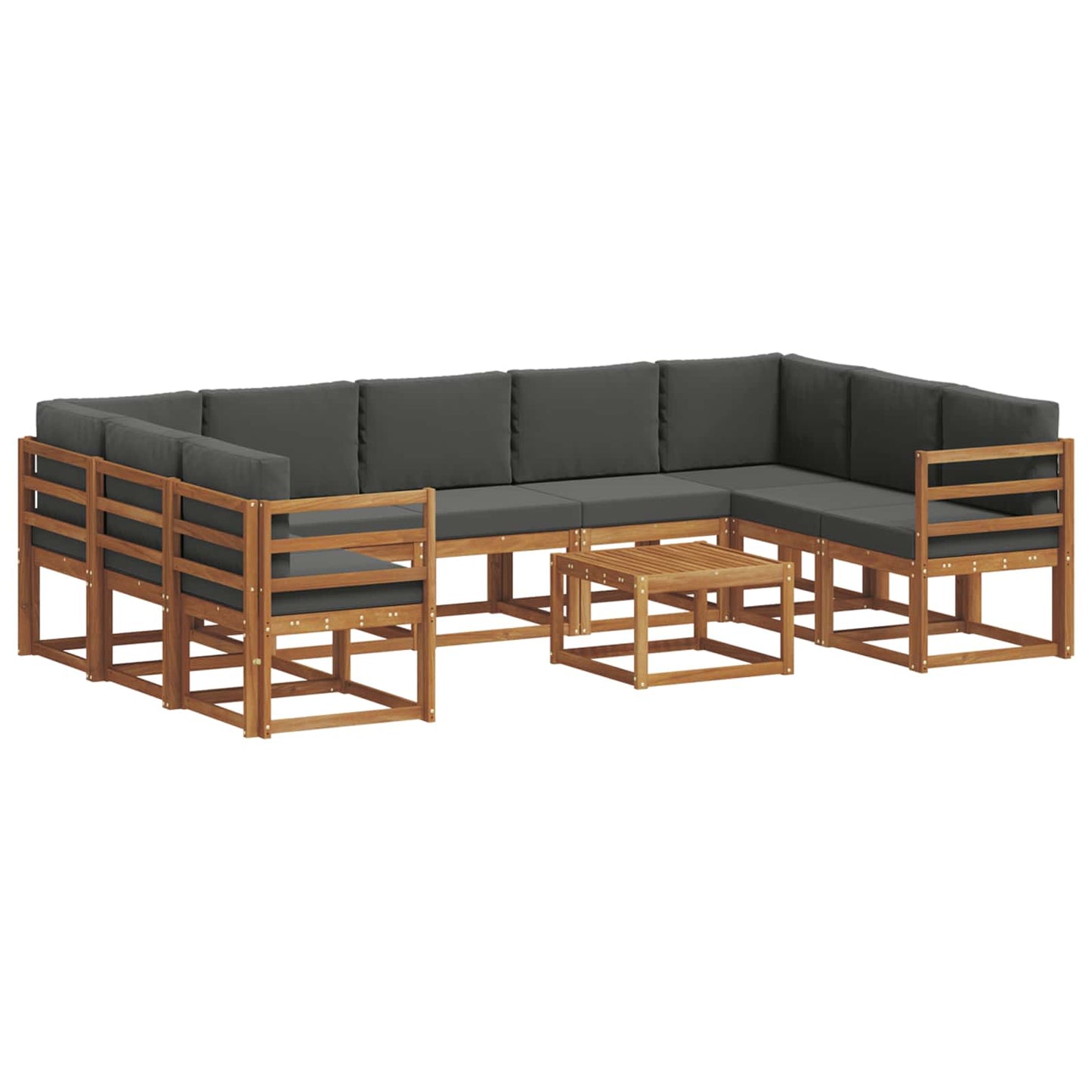 Outdoor-Sofagarnitur 10 stk. Natur und Anthrazit