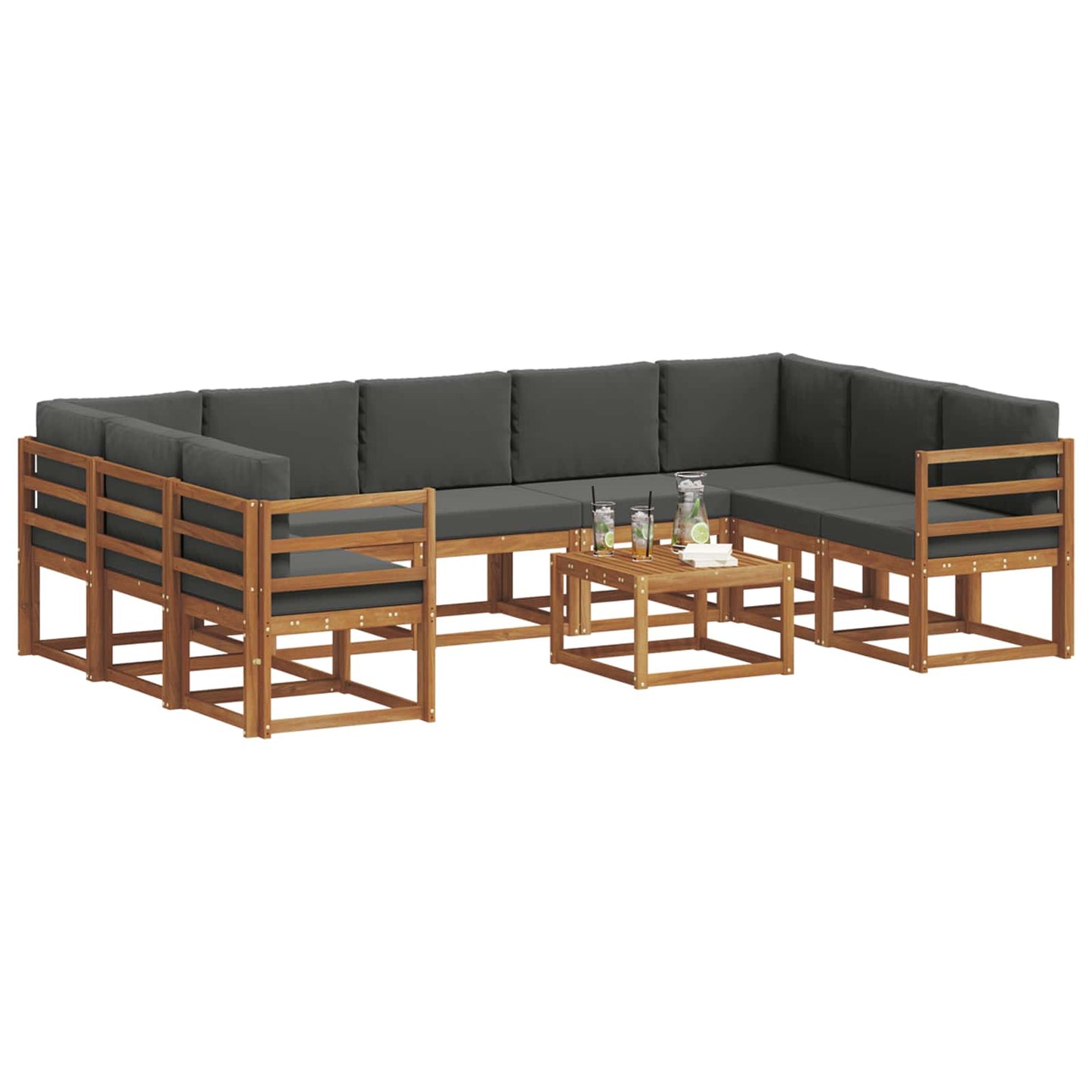 Outdoor-Sofagarnitur 10 stk. Natur und Anthrazit