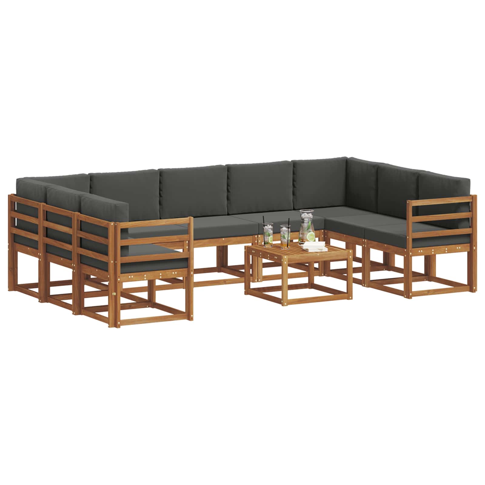 Outdoor-Sofagarnitur 10 stk. Natur und Anthrazit