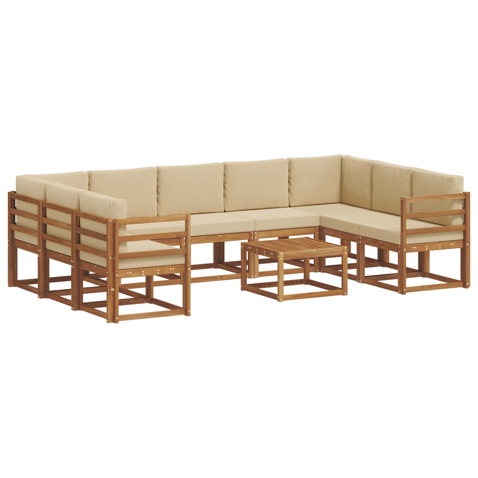 Outdoor-Sofagarnitur mit Kissen 10 pcs Natur und Beige