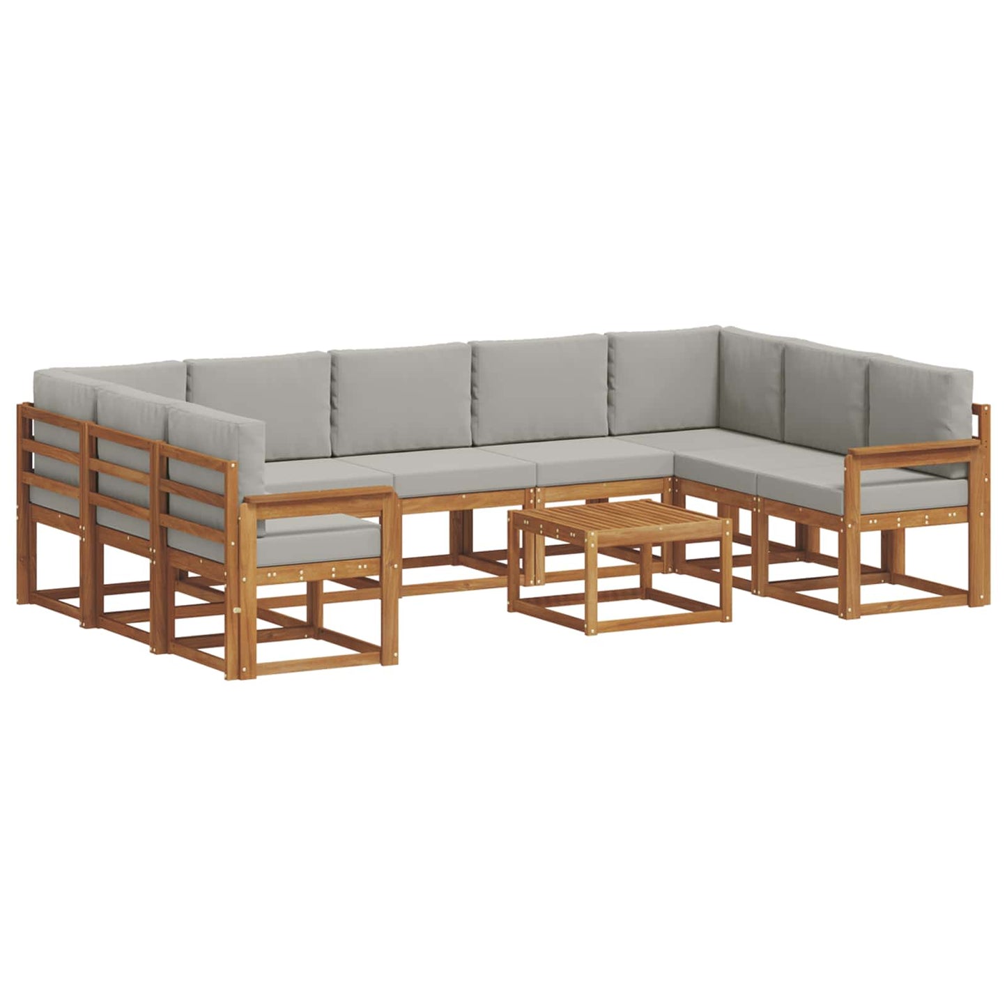 Outdoor-Sofagarnitur mit Kissen 10 pcs Natürlich und Hellgrau