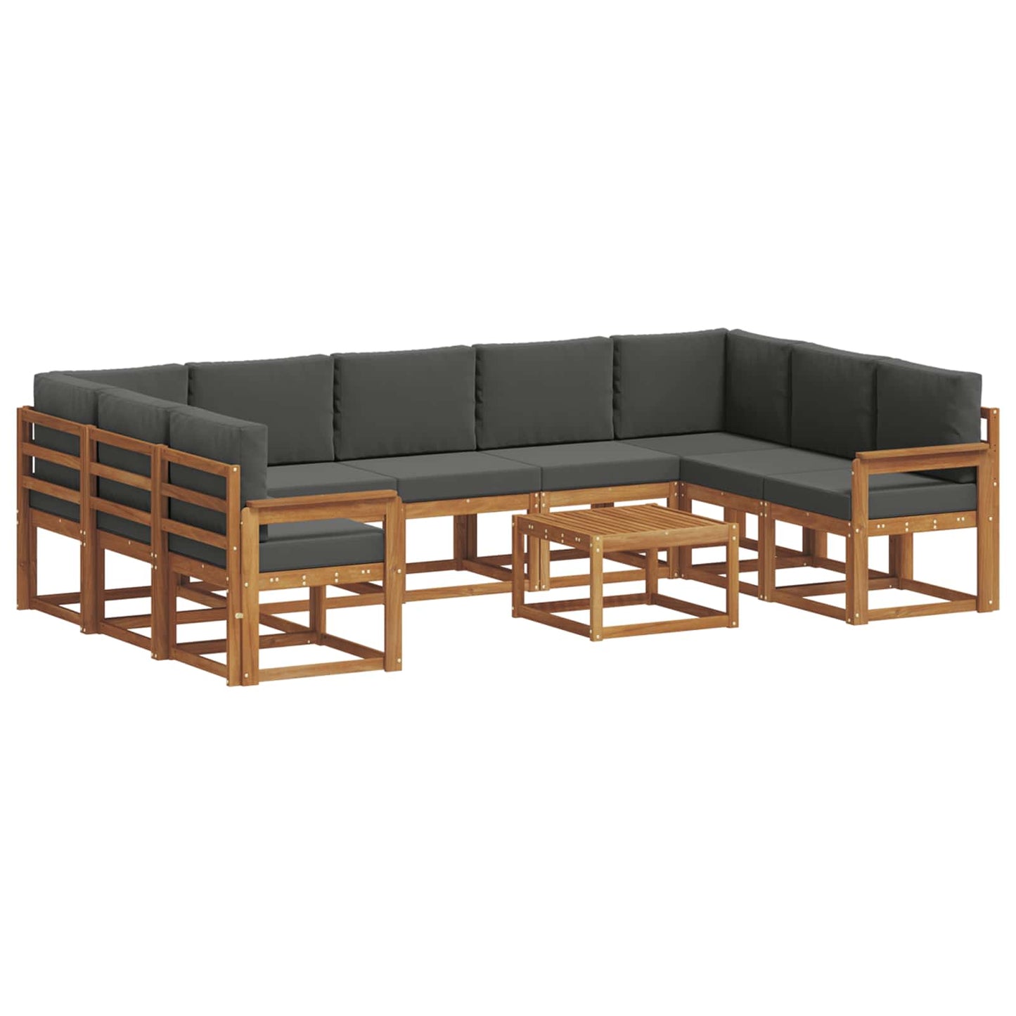 Outdoor-Sofagarnitur 10 stk. Natur und Anthrazit