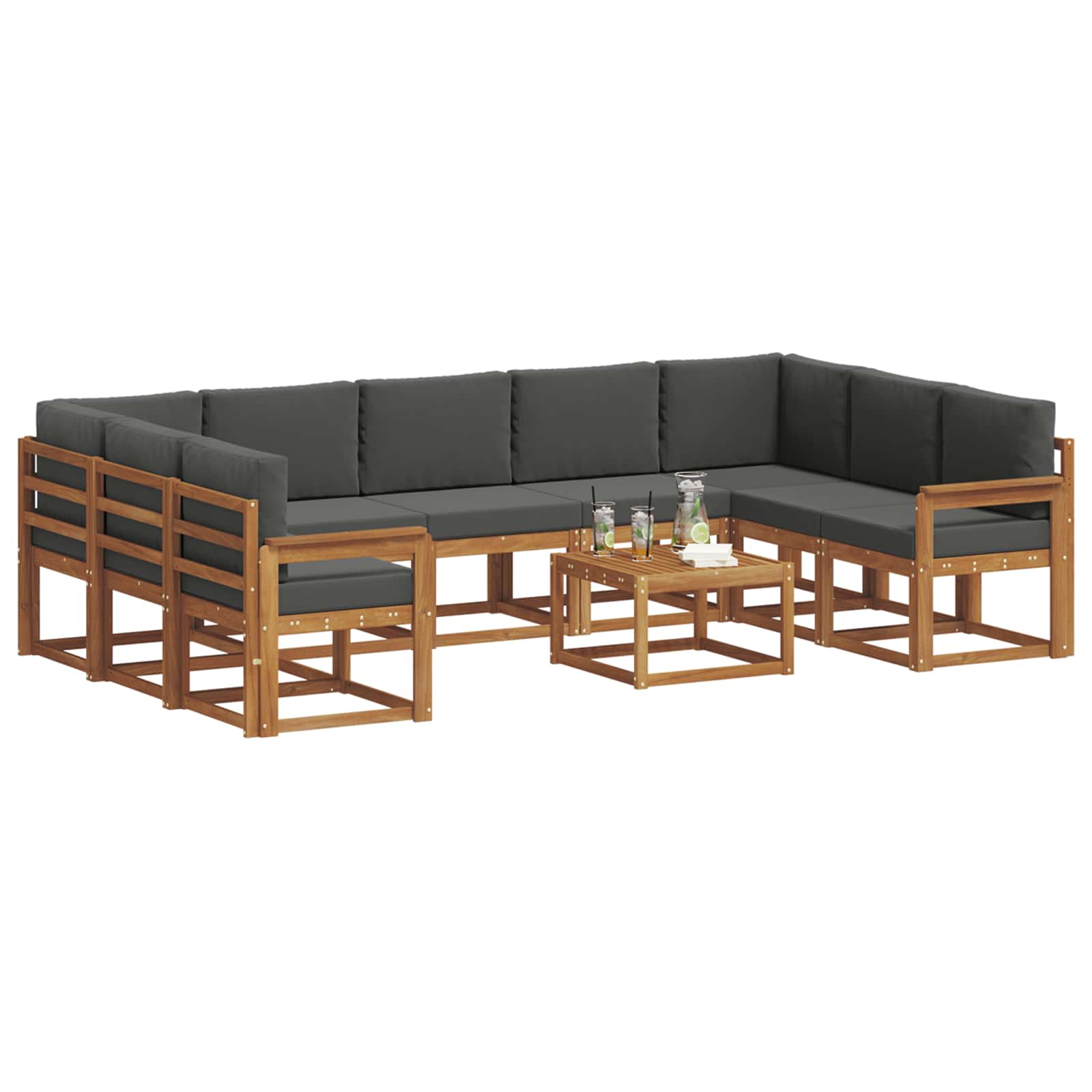 Outdoor-Sofagarnitur 10 stk. Natur und Anthrazit