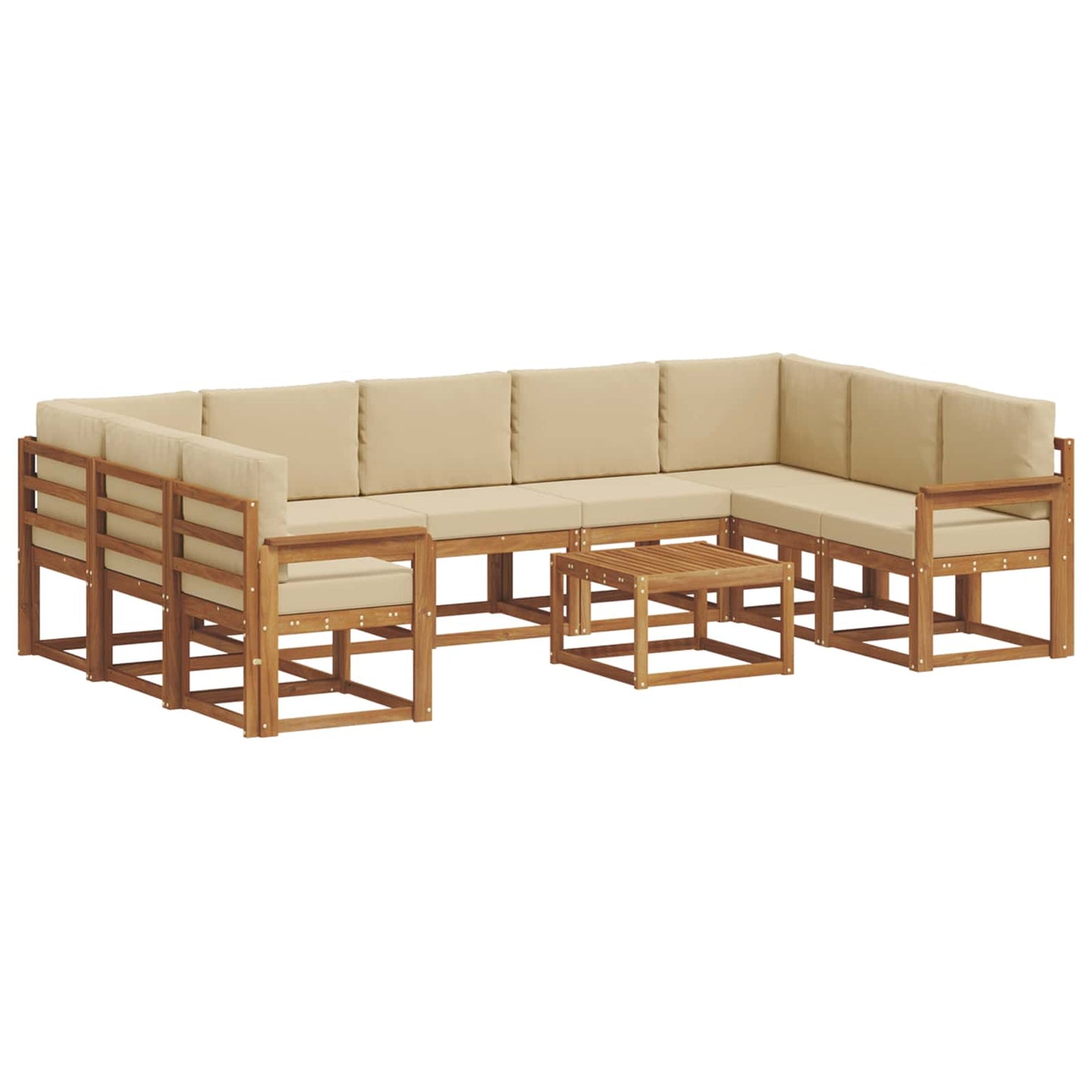 Outdoor-Sofagarnitur mit Kissen 10 pcs Natur und Beige