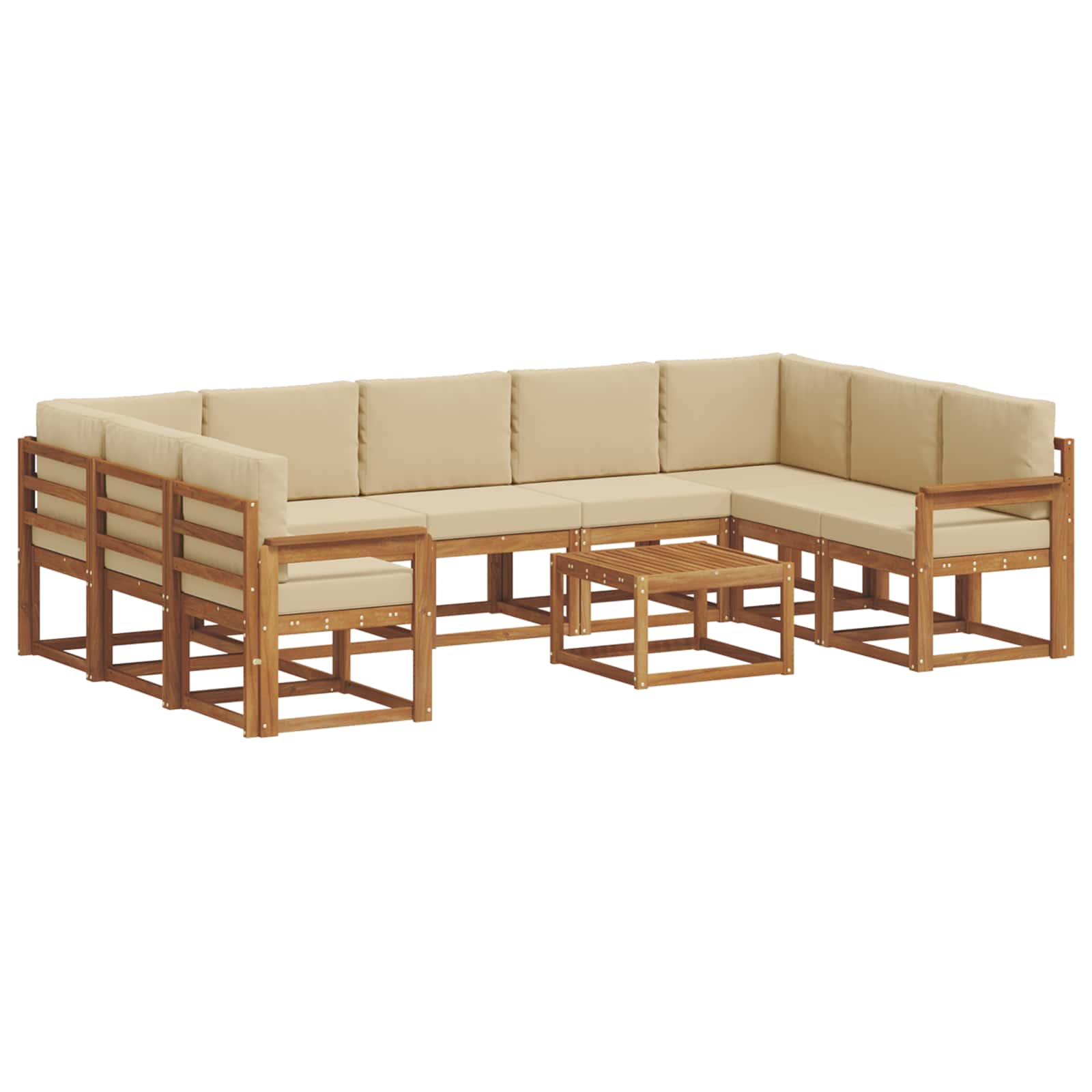 Outdoor-Sofagarnitur mit Kissen 10 pcs Natur und Beige