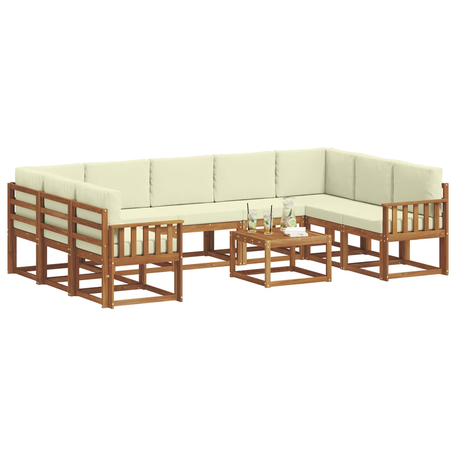 Outdoor-Sofagarnitur 10 stk. Natur und Creme