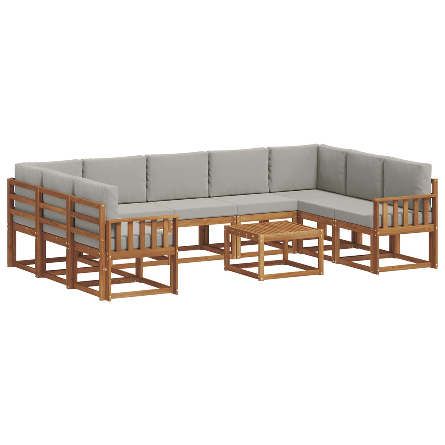 Outdoor-Sofagarnitur mit Kissen 10 pcs Natürlich und Hellgrau