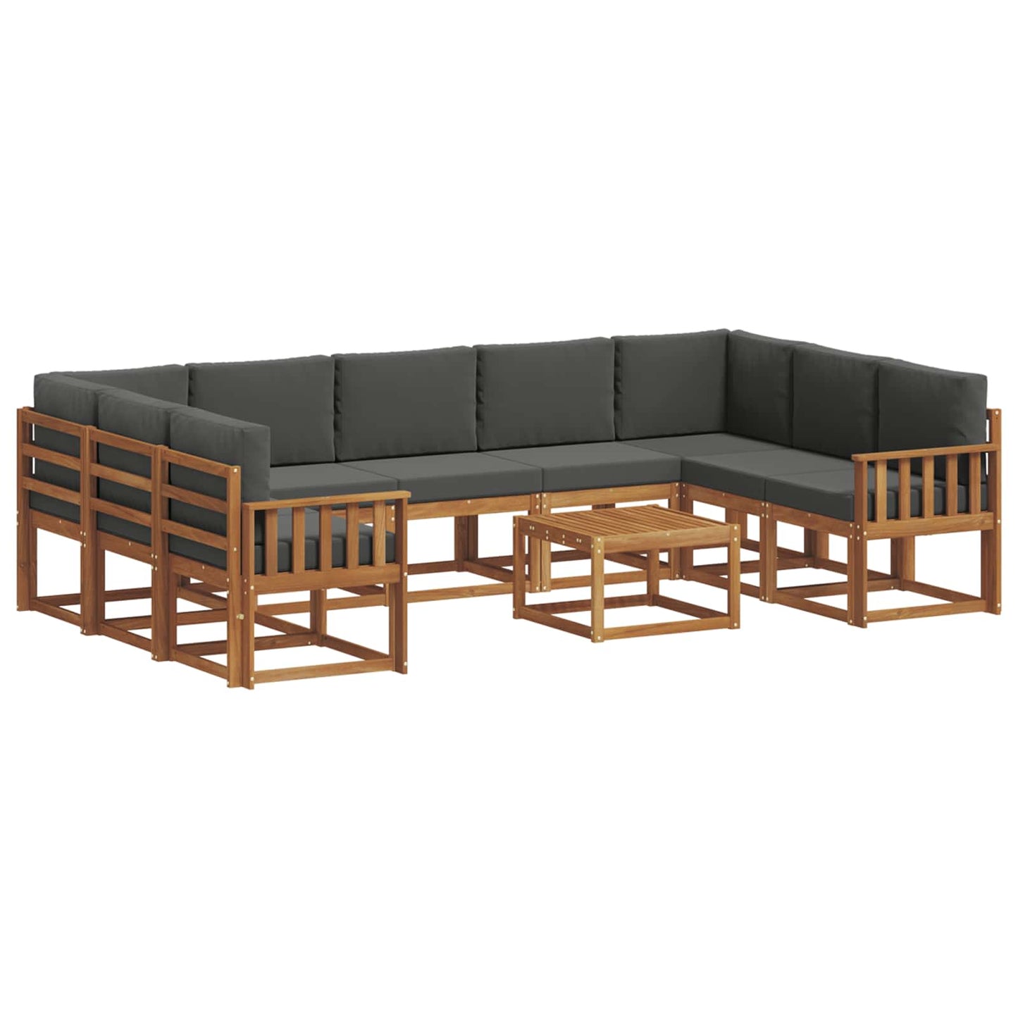 Outdoor-Sofagarnitur 10 stk. Natur und Anthrazit
