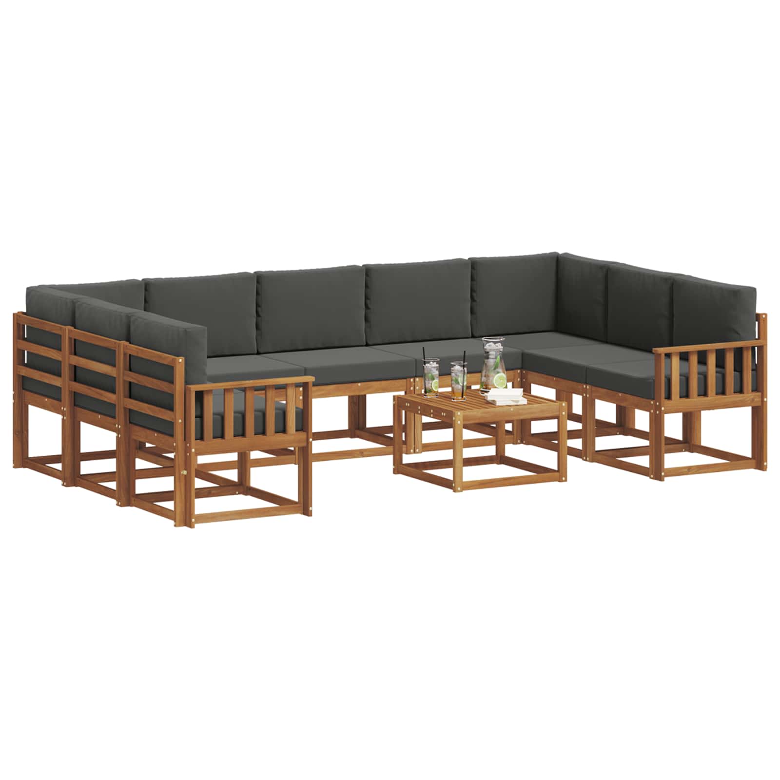 Outdoor-Sofagarnitur 10 stk. Natur und Anthrazit