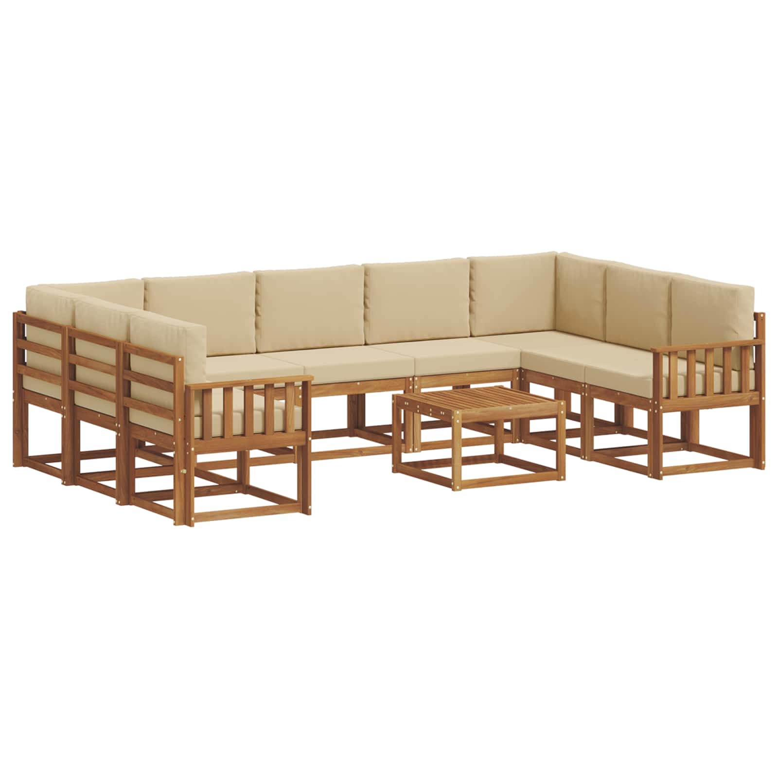 Outdoor-Sofagarnitur mit Kissen 10 pcs Natur und Beige