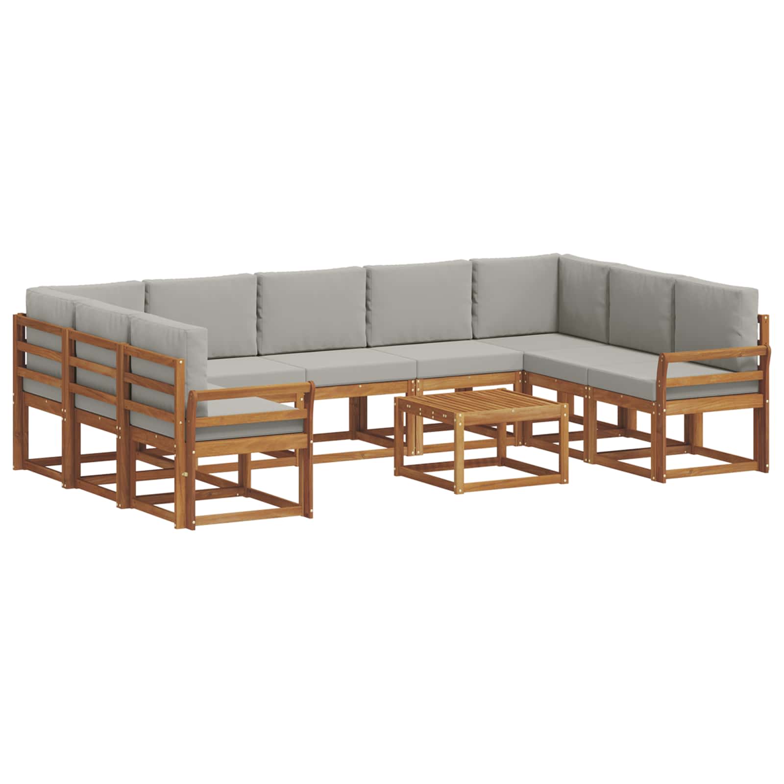 Outdoor-Sofagarnitur mit Kissen 10 pcs Natürlich und Hellgrau