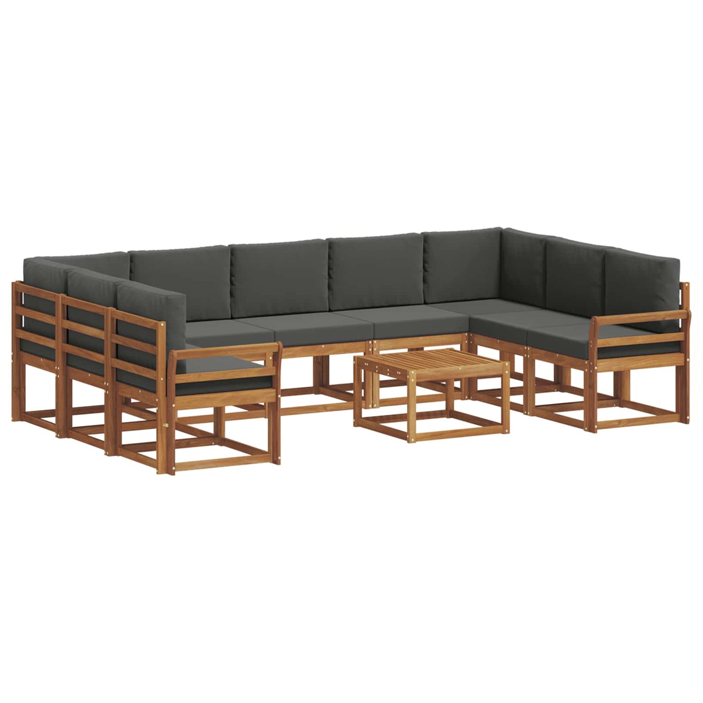 Outdoor-Sofagarnitur 10 stk. Natur und Anthrazit