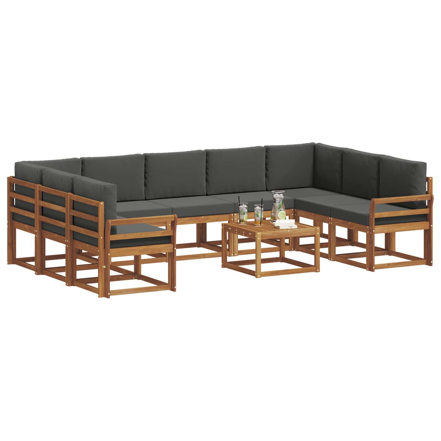 Outdoor-Sofagarnitur 10 stk. Natur und Anthrazit