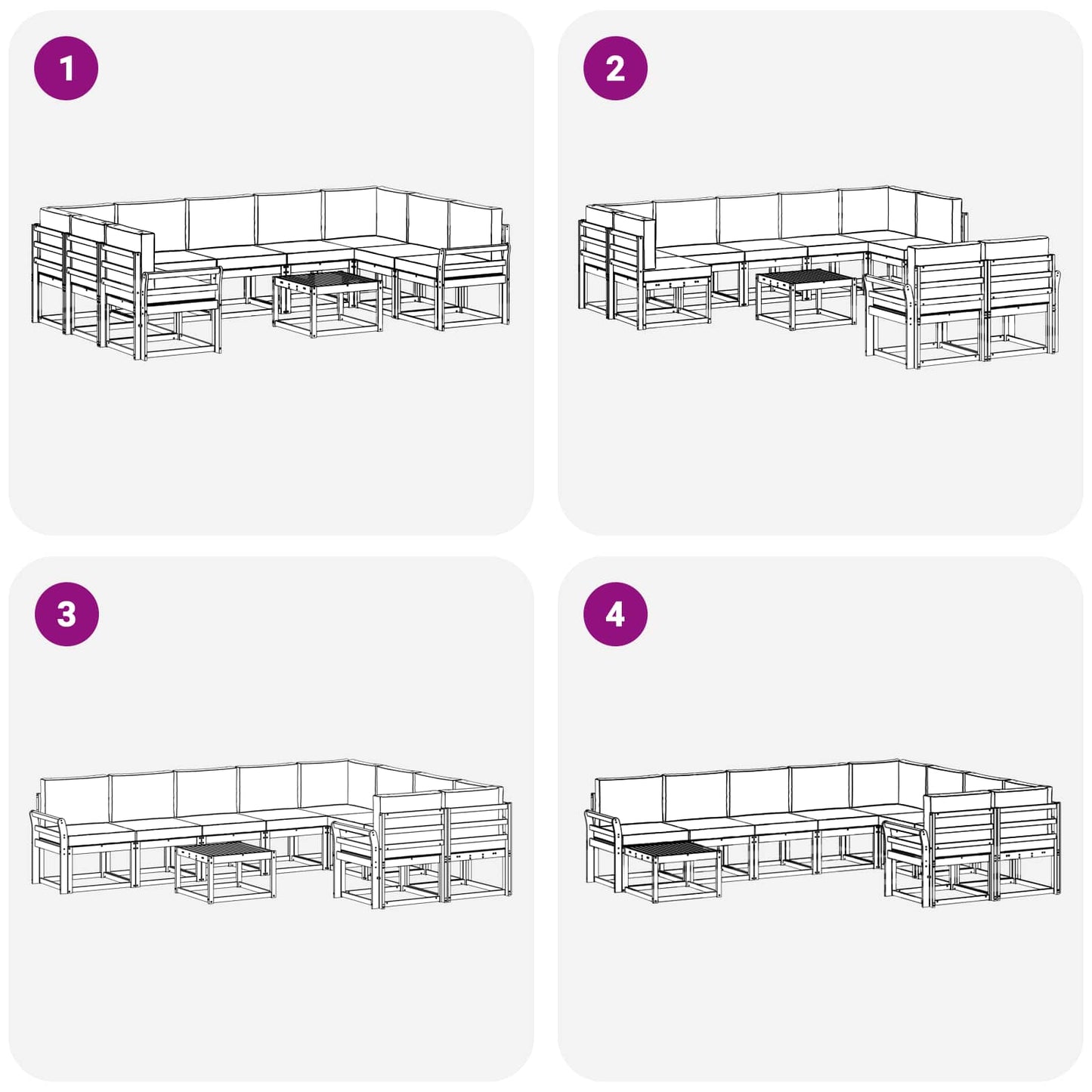 Outdoor-Sofagarnitur 10 stk. Natur und Anthrazit