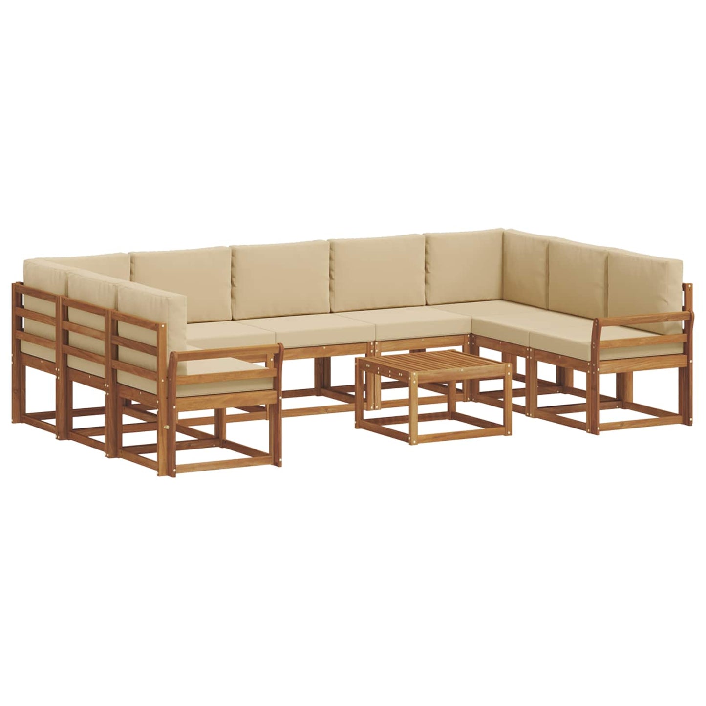 Outdoor-Sofagarnitur mit Kissen 10 pcs Natur und Beige
