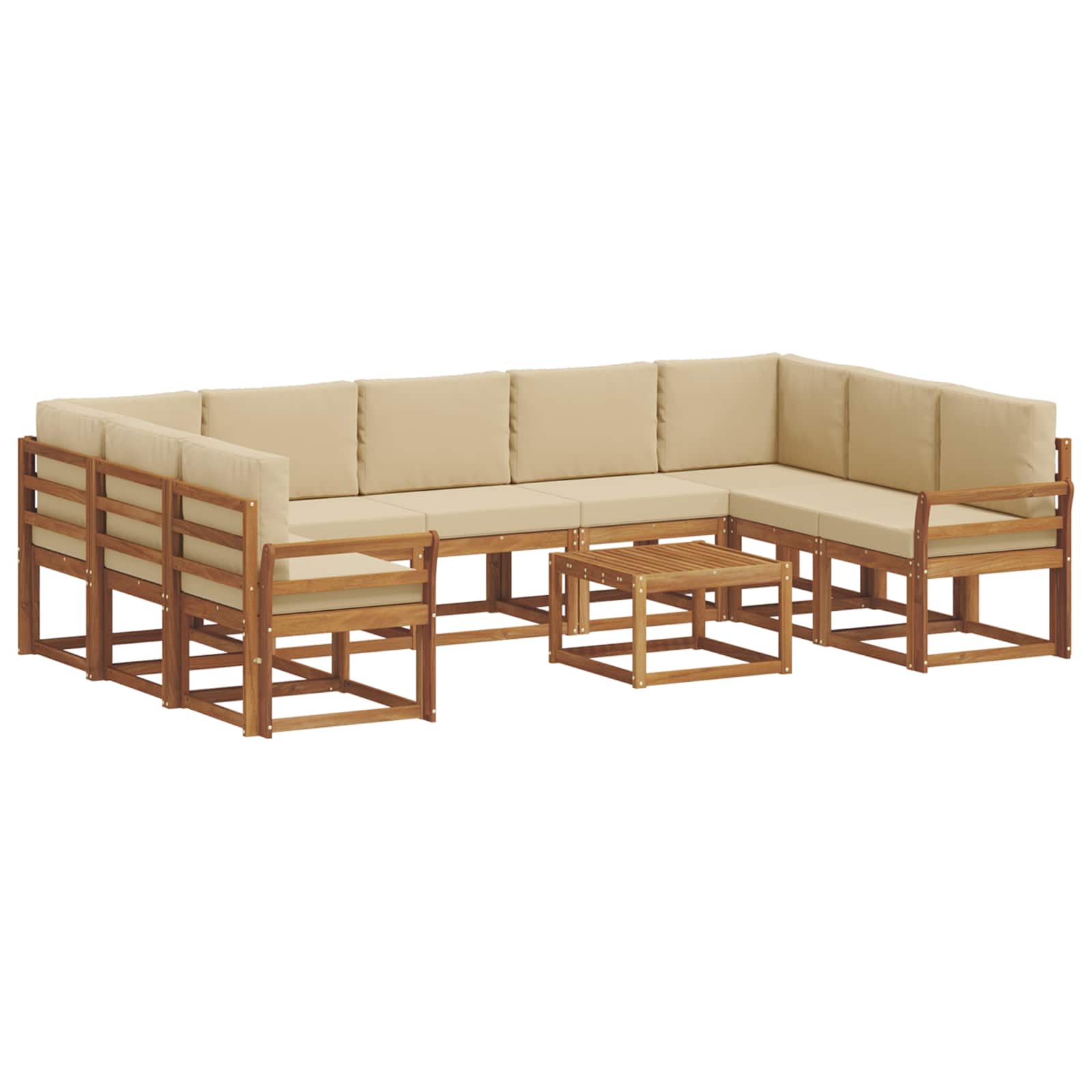 Outdoor-Sofagarnitur mit Kissen 10 pcs Natur und Beige