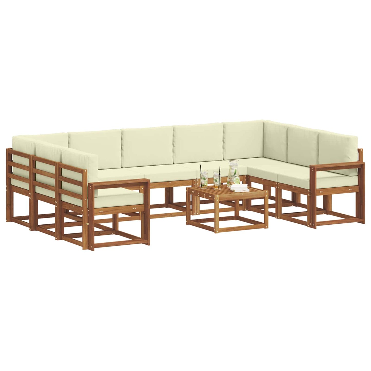 Outdoor-Sofagarnitur 10 stk. Natur und Creme