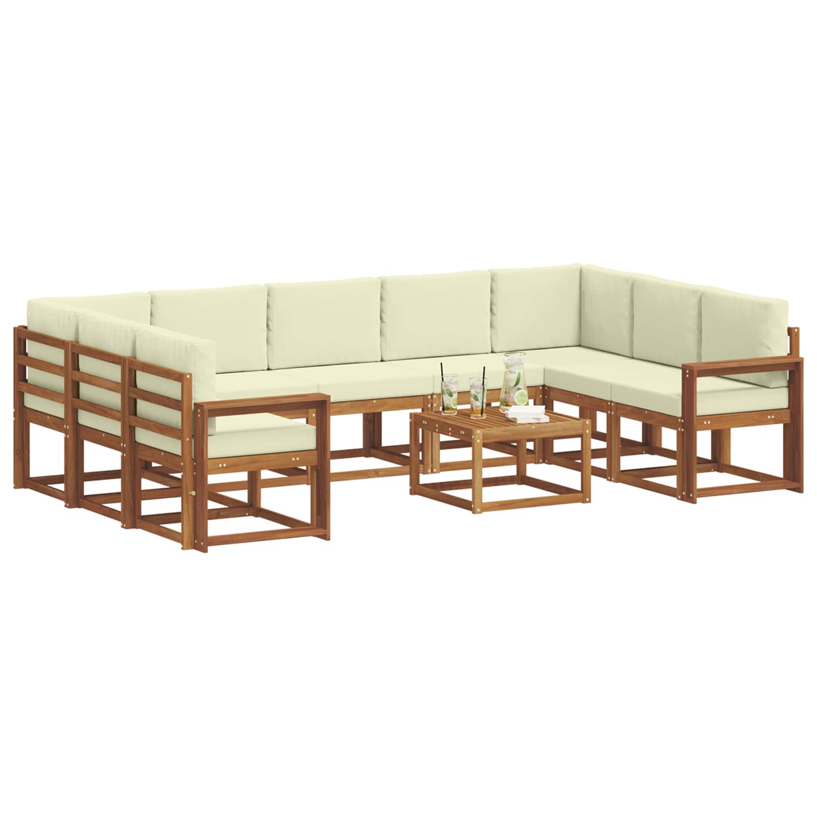 Outdoor-Sofagarnitur 10 stk. Natur und Creme